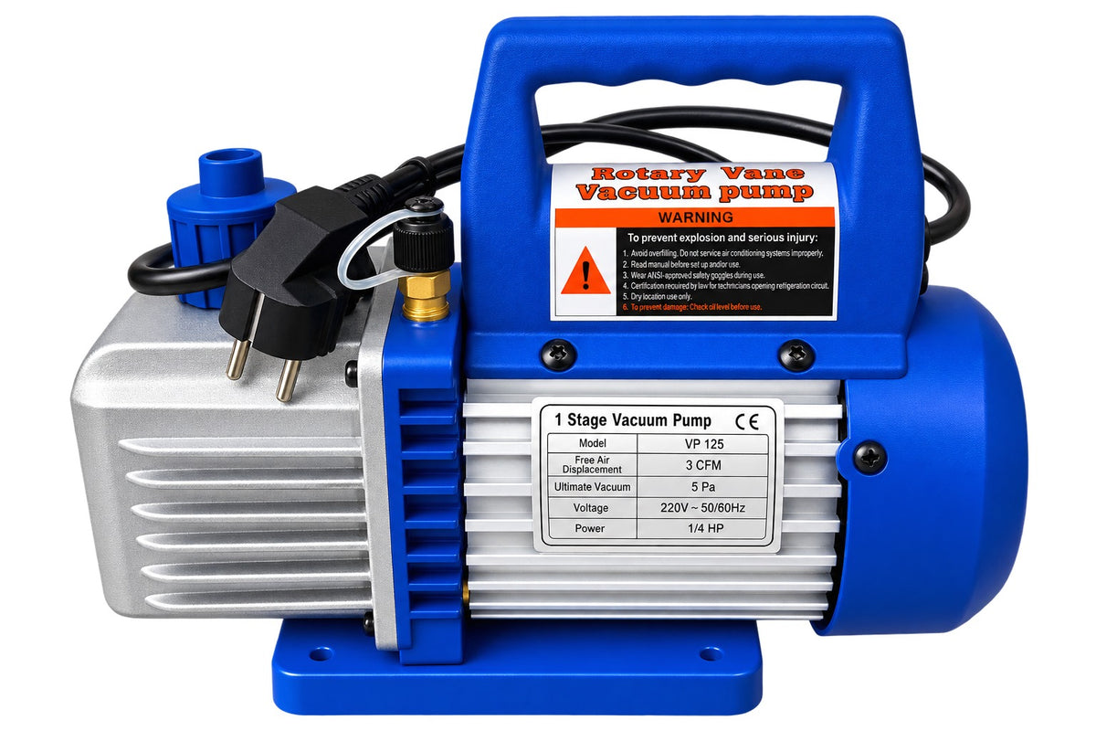 Pompa vid vacuum aer conditionat cu o etapa manometru cu 2 porturi 70l/min GEBO TOOLS