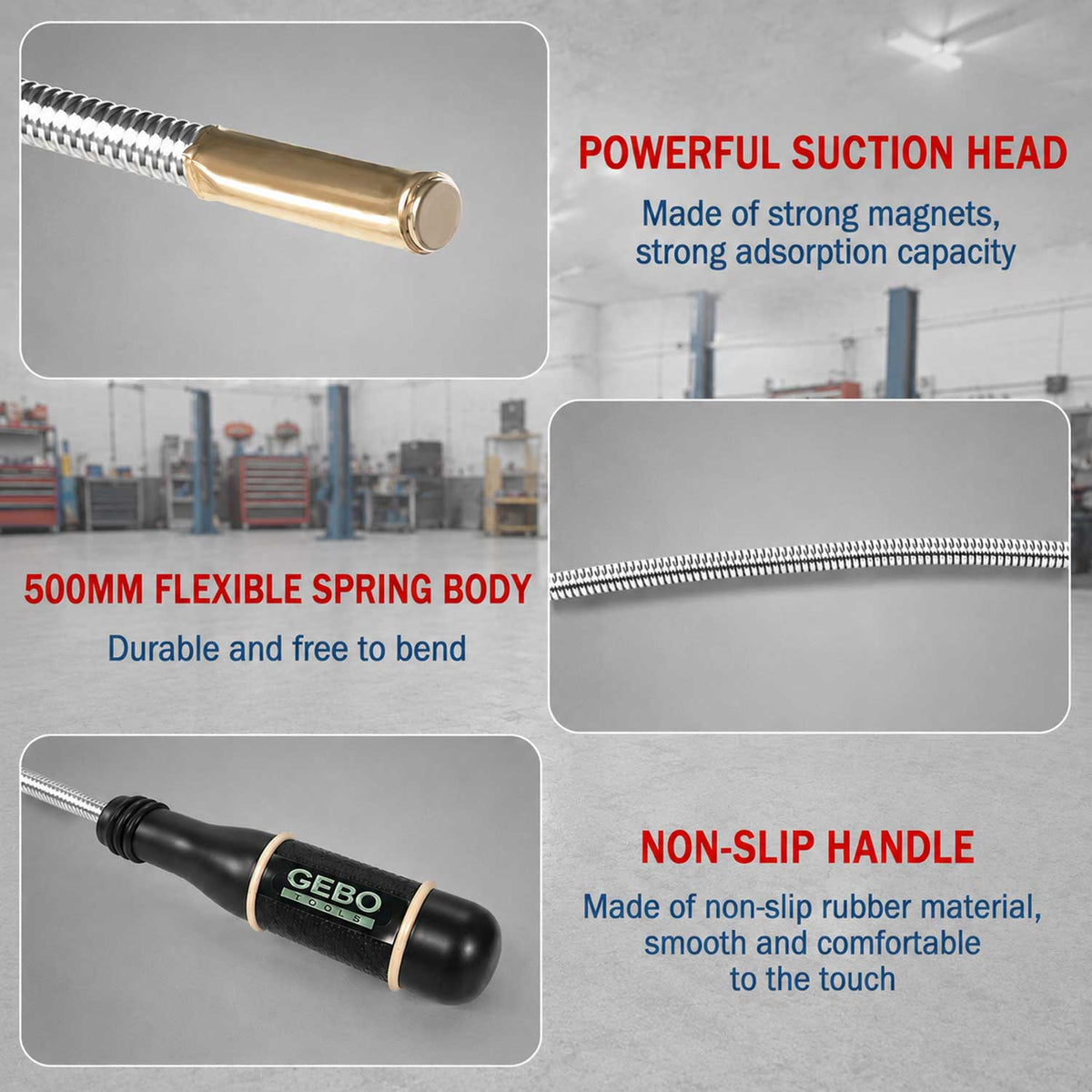 Recuperator piese flexibil cu magnet 50 cm 6 mm GEBO TOOLS