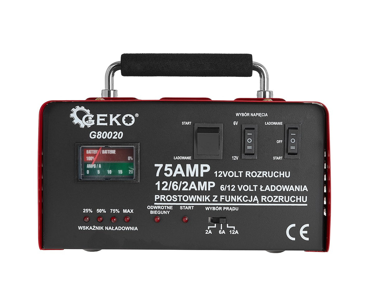 Redresor auto cu pornire 75a, 6/12V pentru baterii acumulator auto 20-120 ah - GEKO