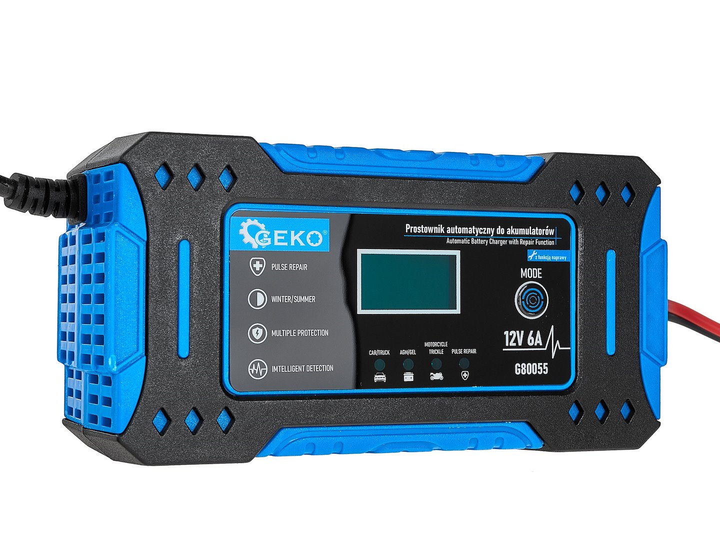 Redresor auto inteligent microprocesor LCD 12V 6a pentru baterii acumulator auto 2-150ah - GEKO