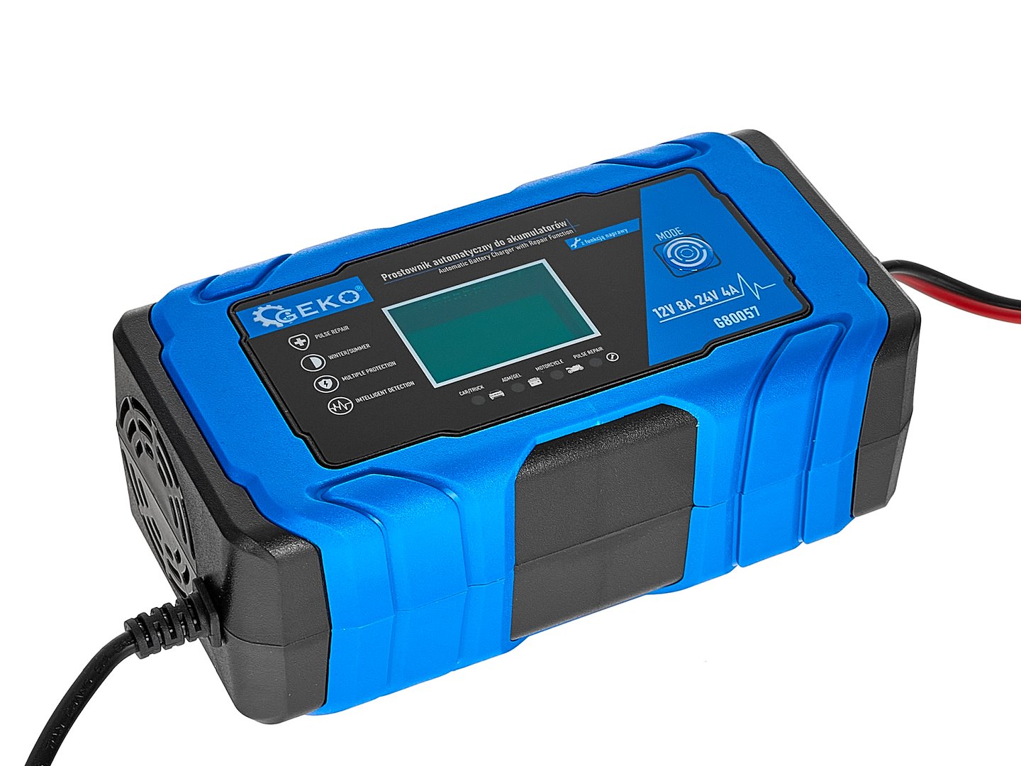 Redresor baterie auto moto cu afisaj digital LCD 12/24V 8a cu functie de reparare GEKO