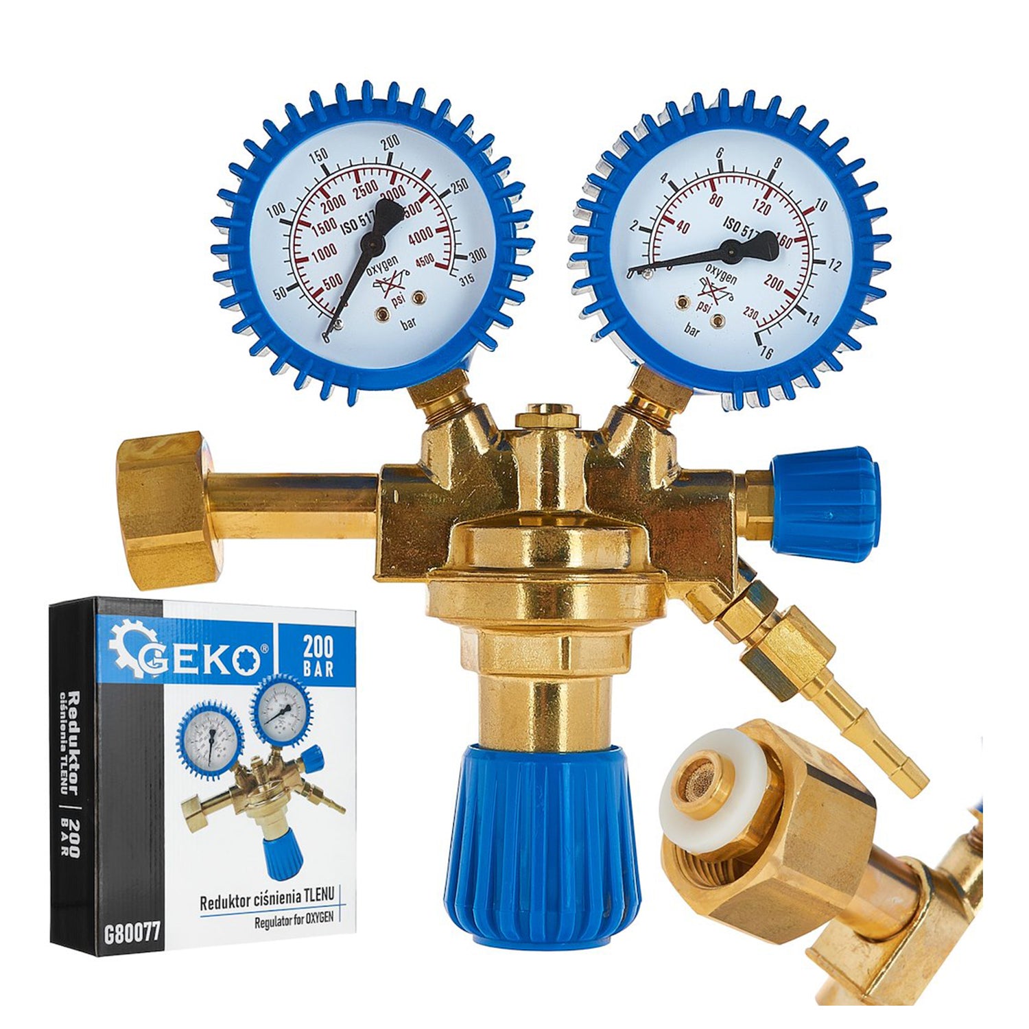 Reductor de presiune oxigen 200 bar GEKO