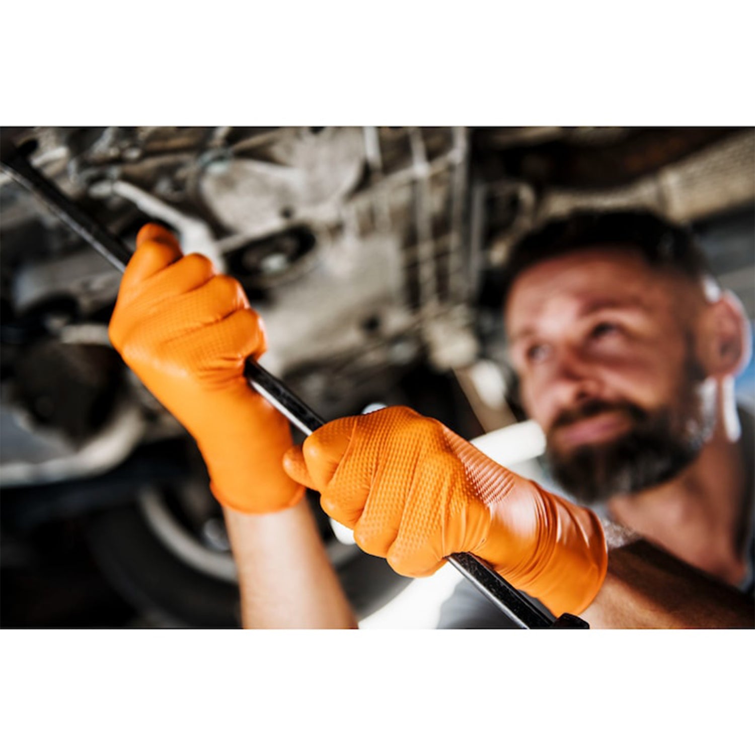 MANUSI DE NITRIL PREMIUM MERCATOR GOGRIP ONE BY ONE PORTOCALIU, MARIMEA M, SET DE 100BUC