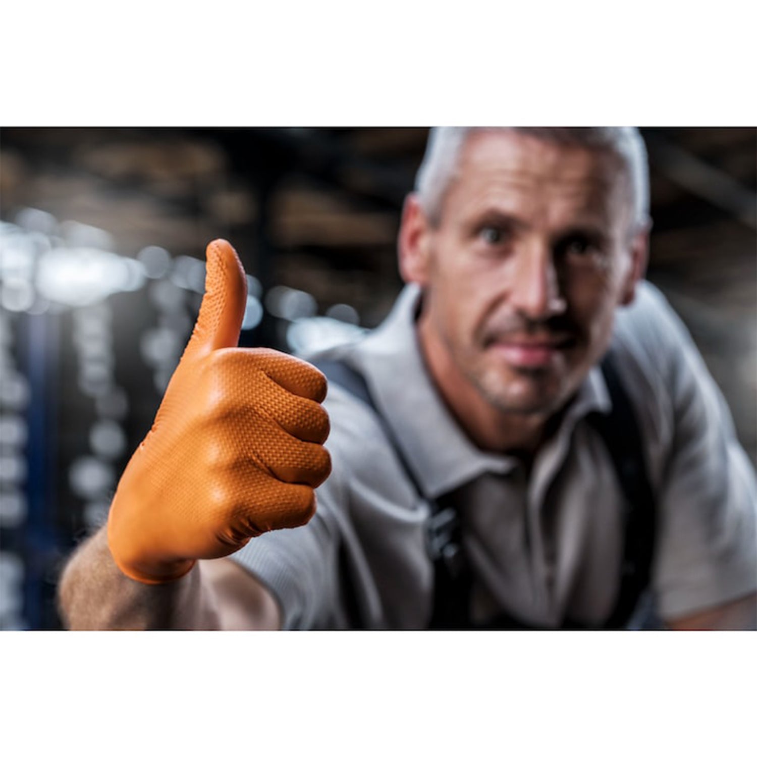 MANUSI DE NITRIL PREMIUM MERCATOR GOGRIP ONE BY ONE PORTOCALIU, MARIMEA M, SET DE 100BUC