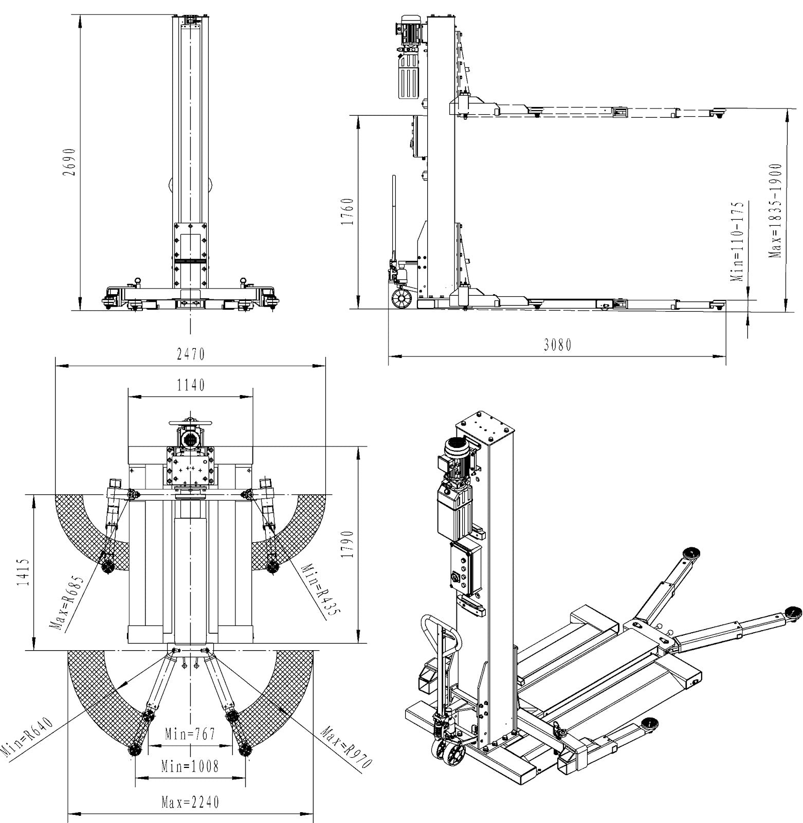 ELEVATOR AUTO CU 1 COLOANA 2.8T 220V REDATS