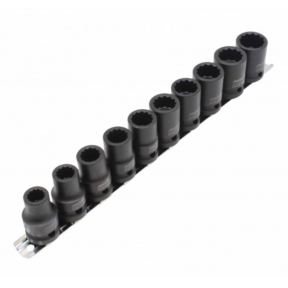 Set 10 tubulare bi-hexagonale scurte de impact 1/2 12 laturi