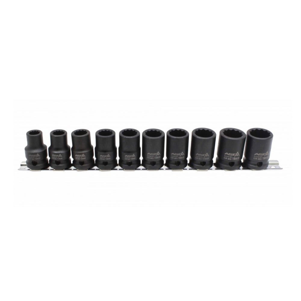 Set 10 tubulare bi-hexagonale scurte de impact 1/2 12 laturi