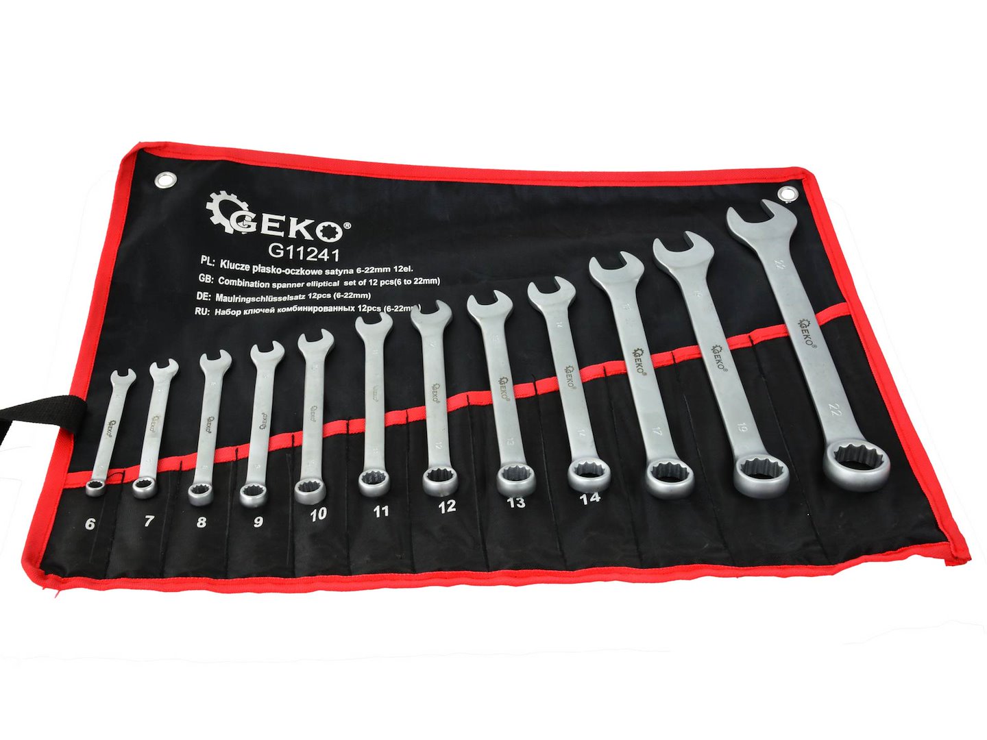 Set 12 chei combinate fixe si inelare satinate CRV 6-22mm - GEKO