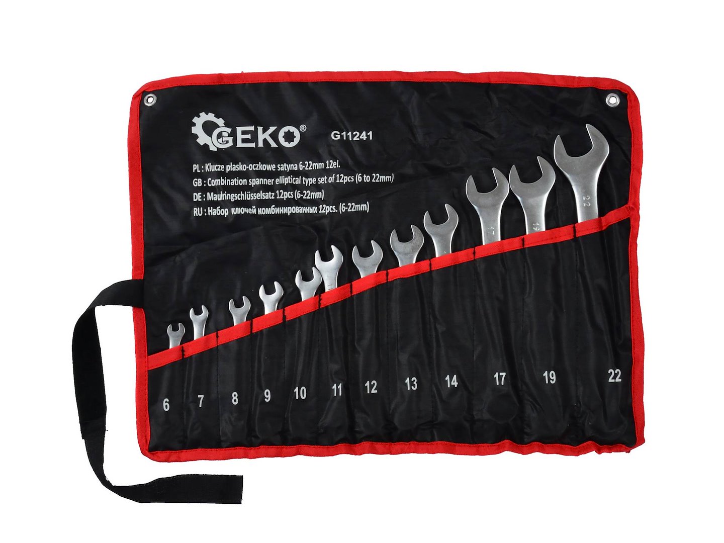 Set 12 chei combinate fixe si inelare satinate CRV 6-22mm - GEKO
