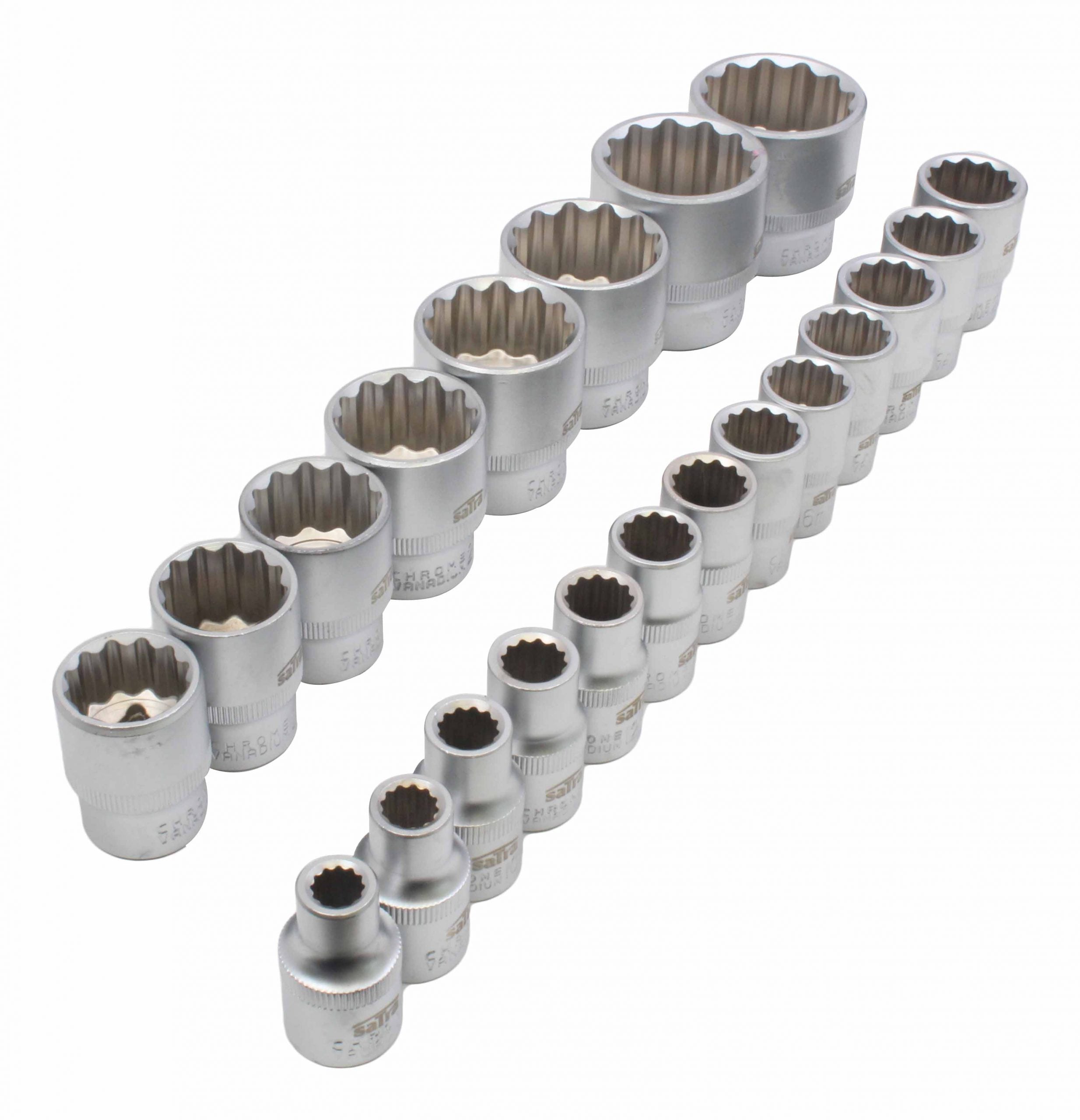 Set 21 de tubulare bihexagonale 12 laturi / colturi 1/2 8-36 mm
