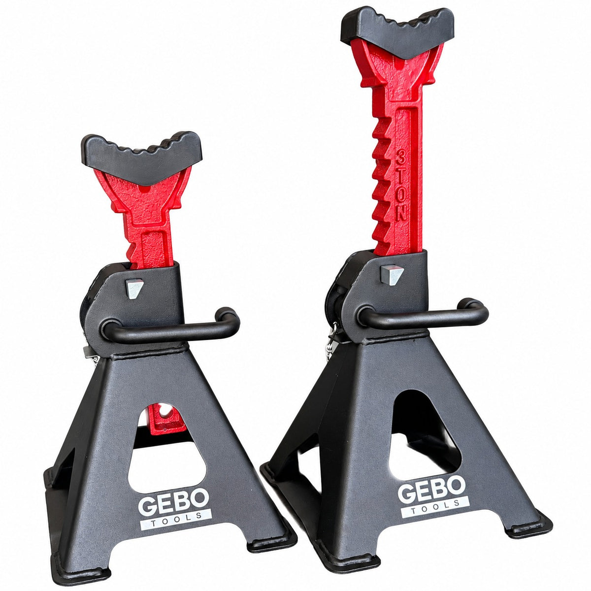 Set 2 capre 3T 29.5-43cm sustinere auto cu siguranta blocare dubla si tampon de cauciuc pentru protectie prag auto GEBO TOOLS