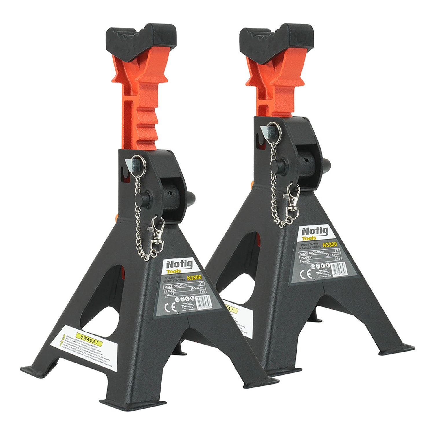 Set 2 capre 3T 29.5-43cm sustinere auto cu siguranta blocare dubla si tampon de cauciuc pentru protectie prag auto