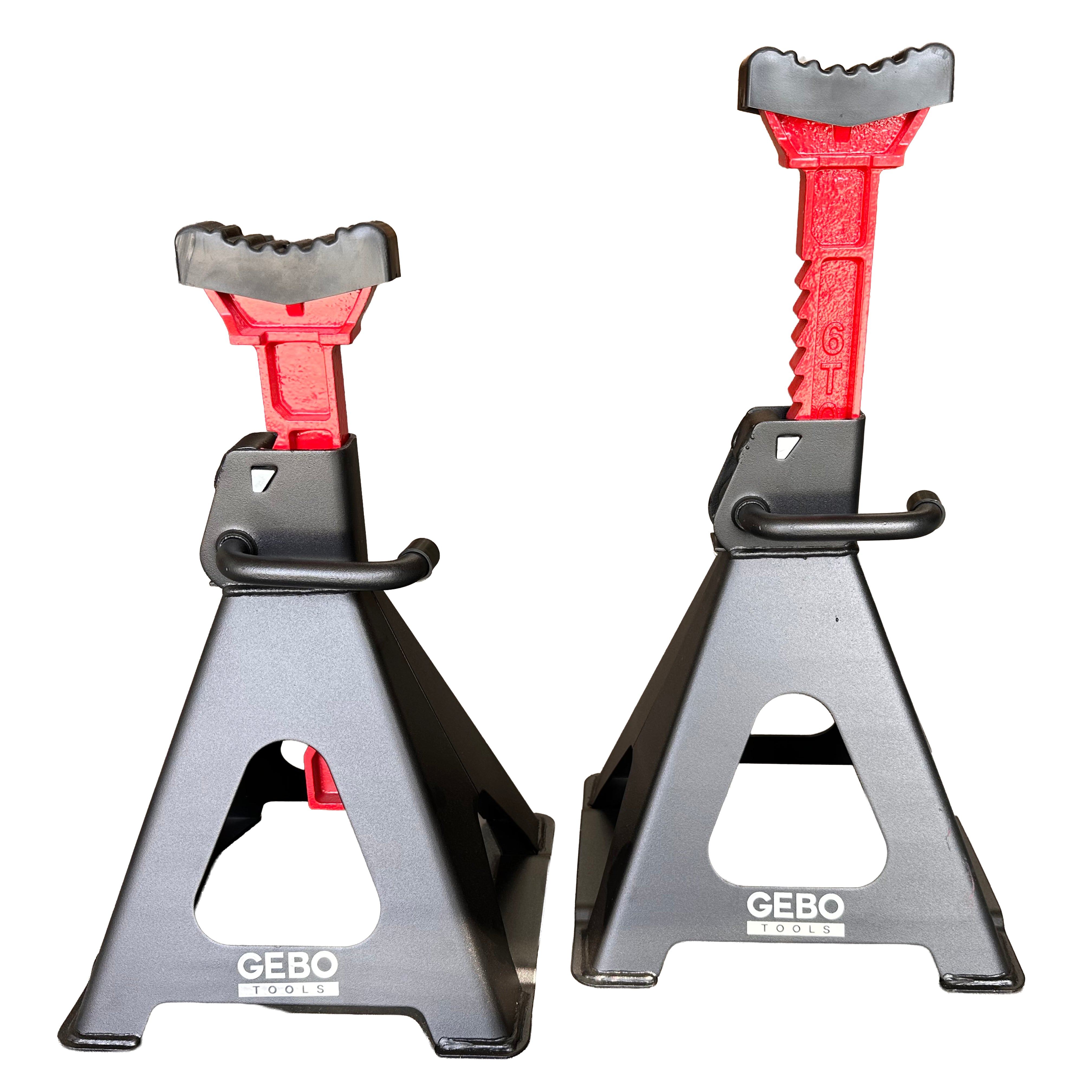 Set 2 capre 6t 39-60cm sustinere auto cu siguranta blocare dubla si tampon de cauciuc pentru protectie prag auto GEBO TOOLS