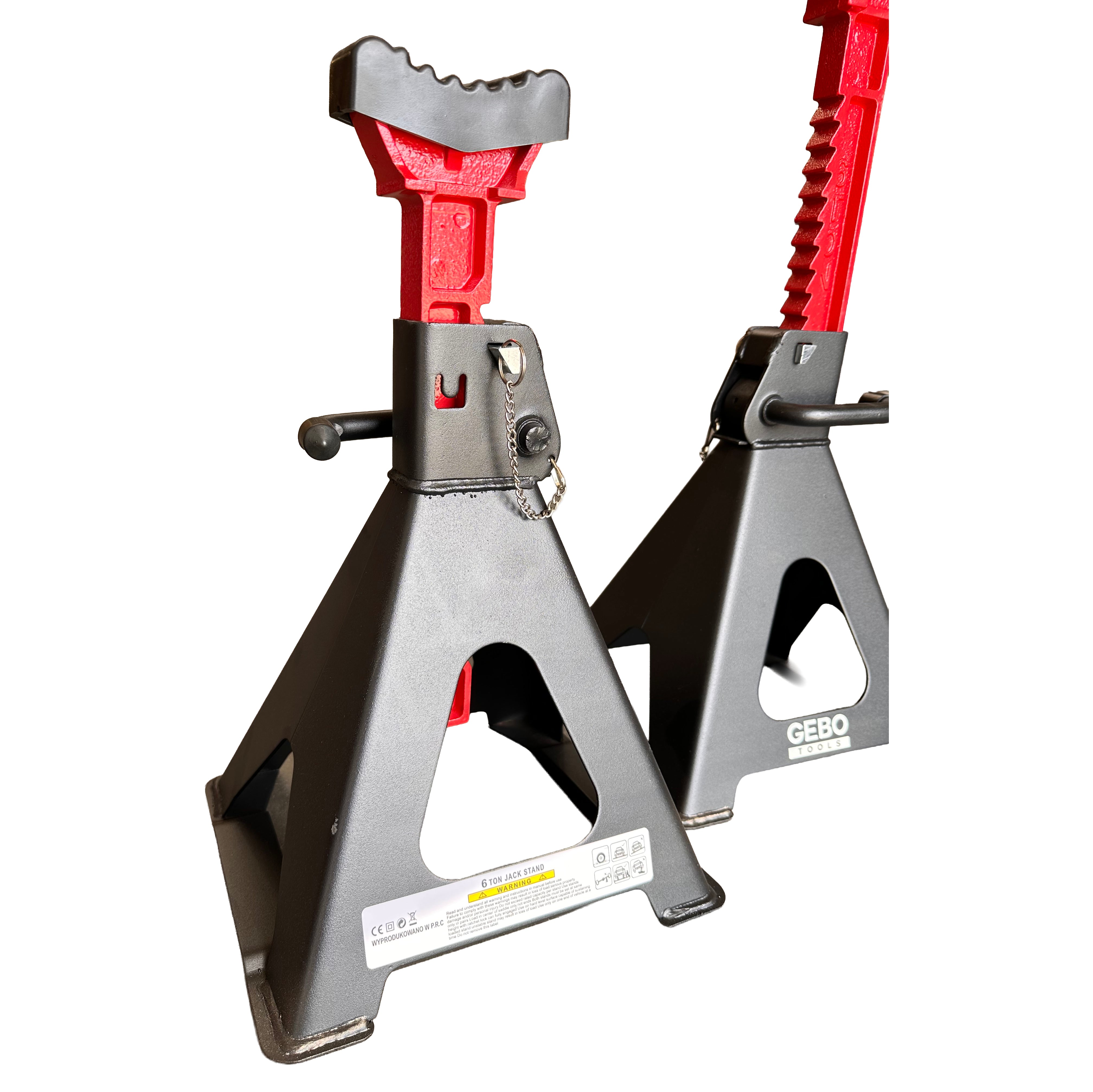 Set 2 capre 6t 39-60cm sustinere auto cu siguranta blocare dubla si tampon de cauciuc pentru protectie prag auto GEBO TOOLS