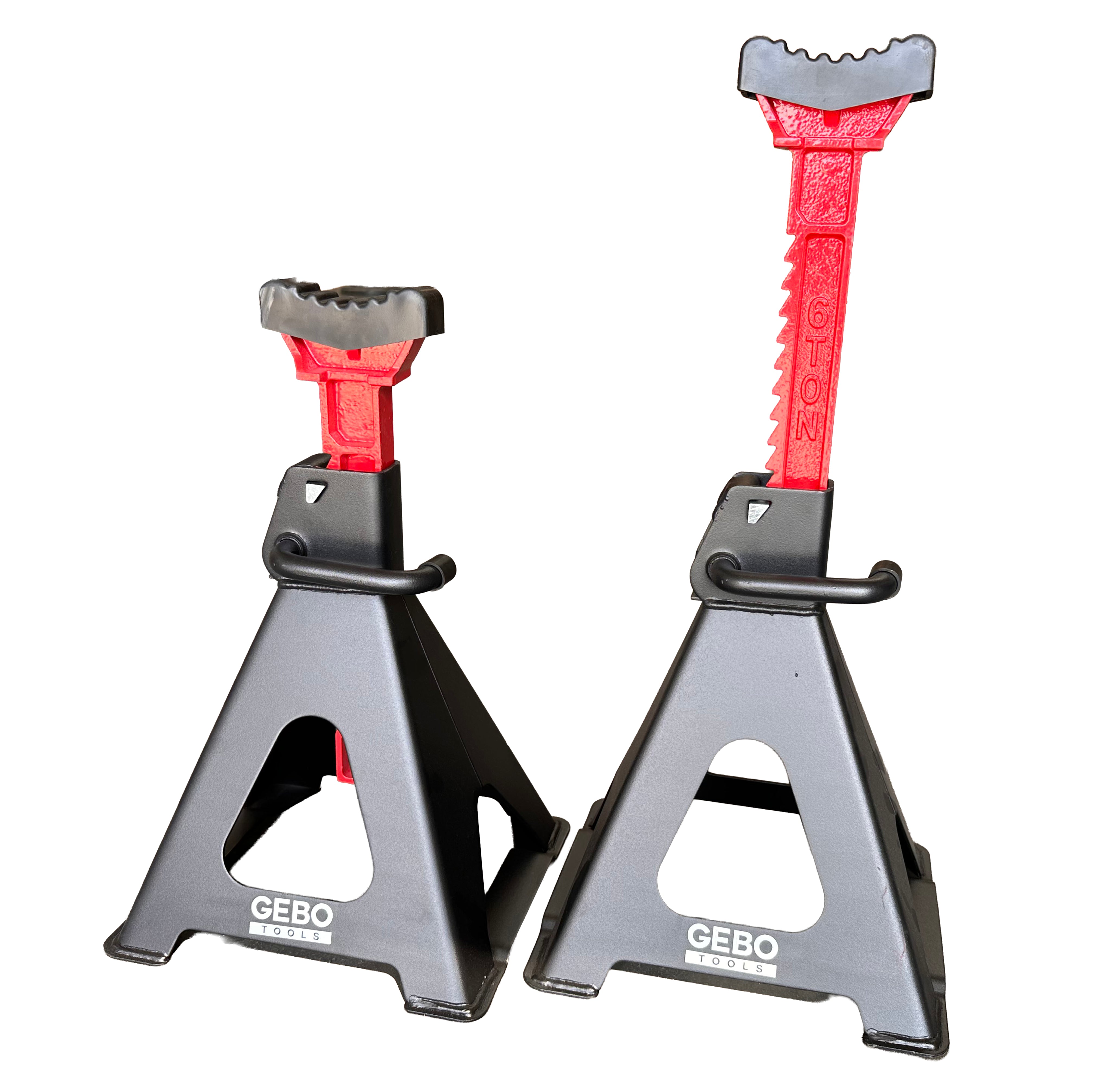 Set 2 capre 6t 39-60cm sustinere auto cu siguranta blocare dubla si tampon de cauciuc pentru protectie prag auto GEBO TOOLS