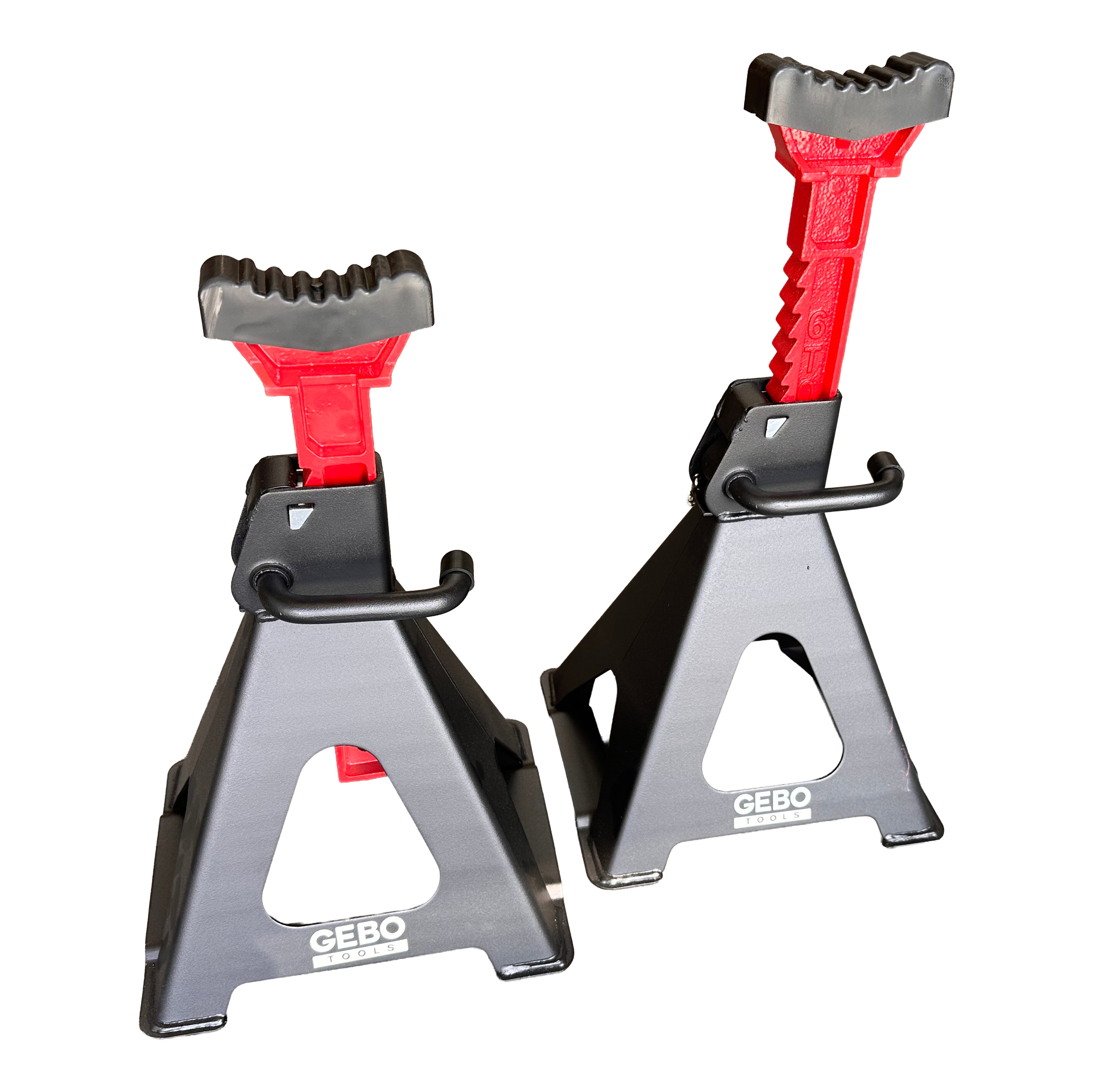 Set 2 capre 6t 39-60cm sustinere auto cu siguranta blocare dubla si tampon de cauciuc pentru protectie prag auto GEBO TOOLS