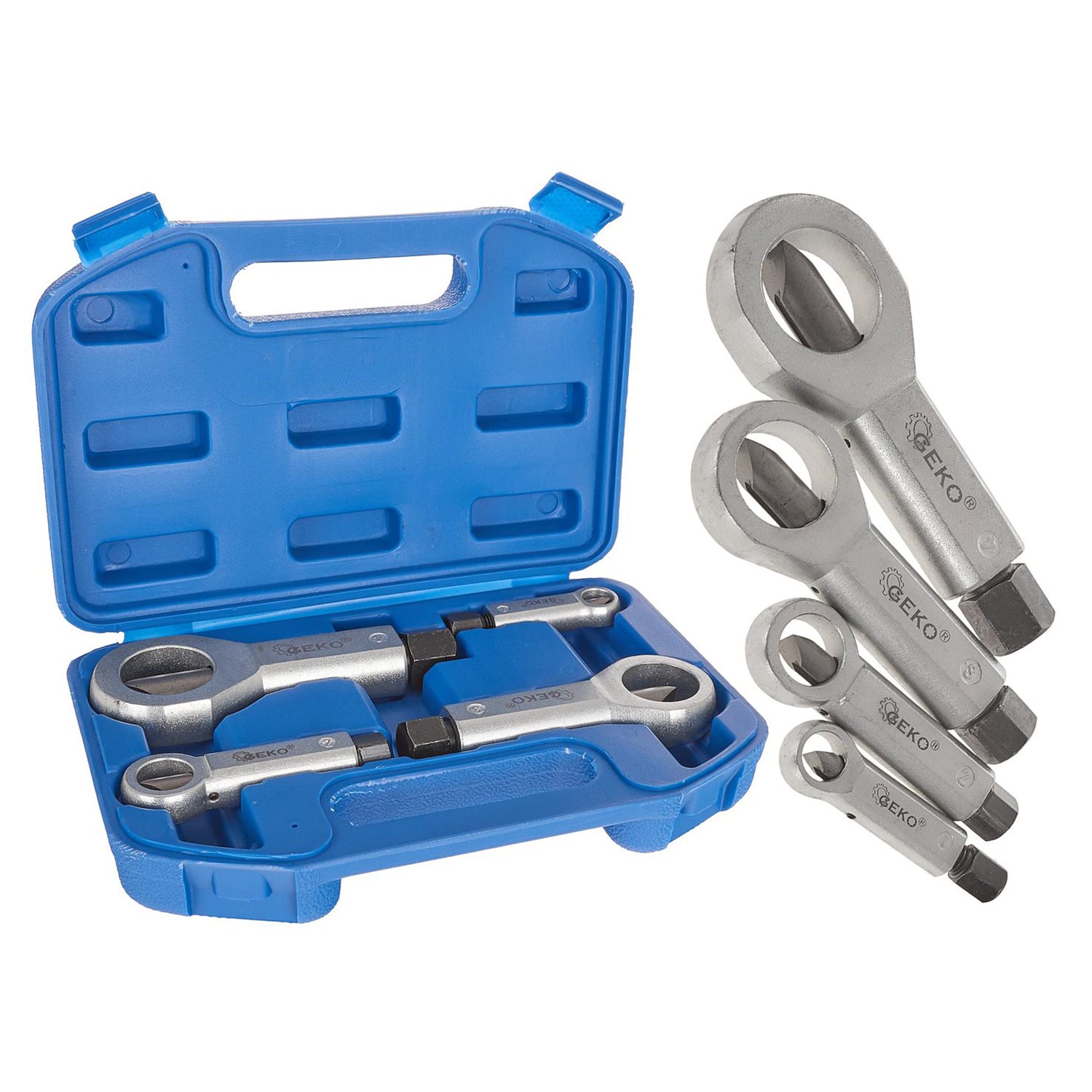 Set 4 dispozitive pentru taiat si extras suruburi / piulite rupte sau blocate 9-27 mm - GEKO