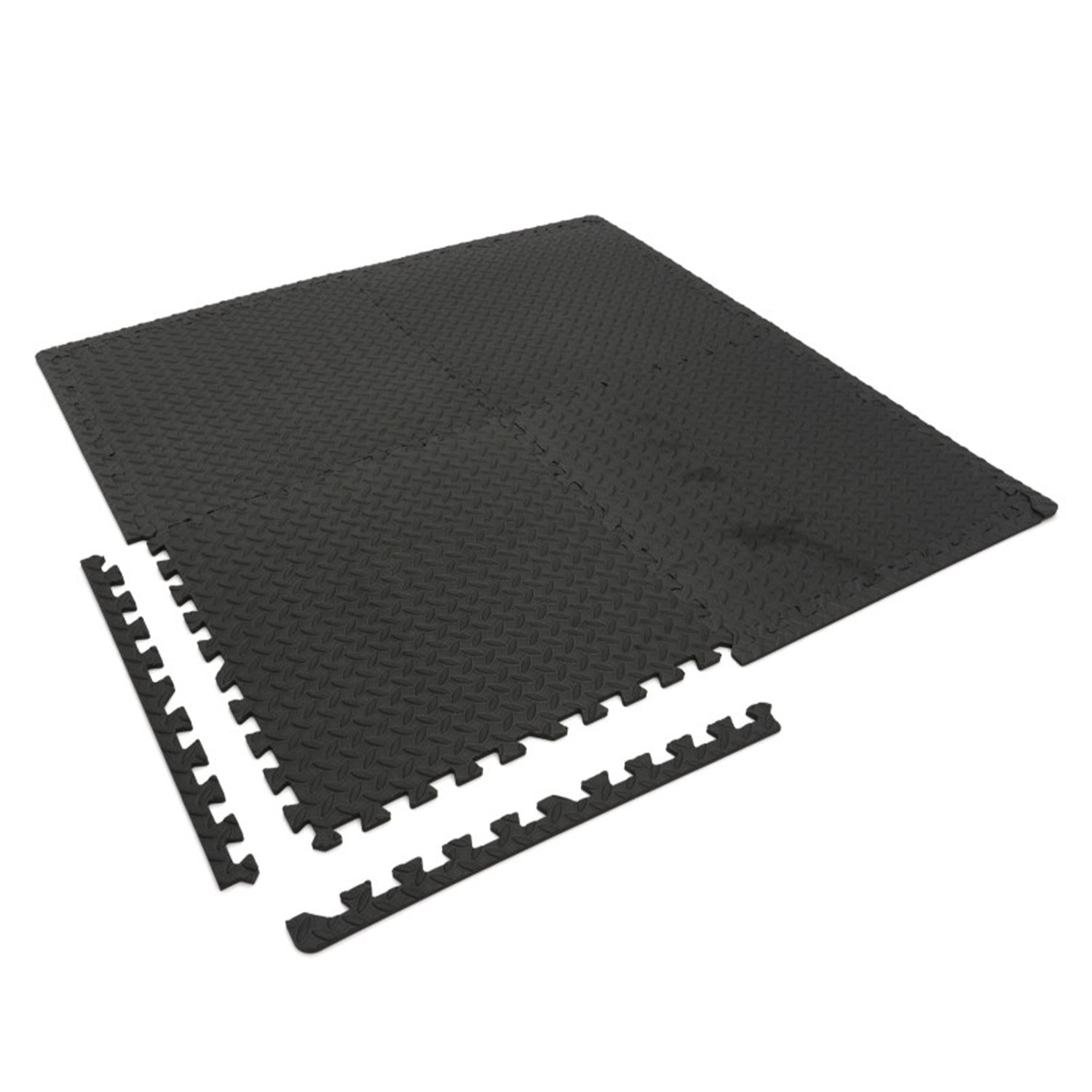 Set 4 placi protectie pardoseala din spuma eva tip puzzle antiderapant pentru podea negru 61x61cm HBM MACHINES