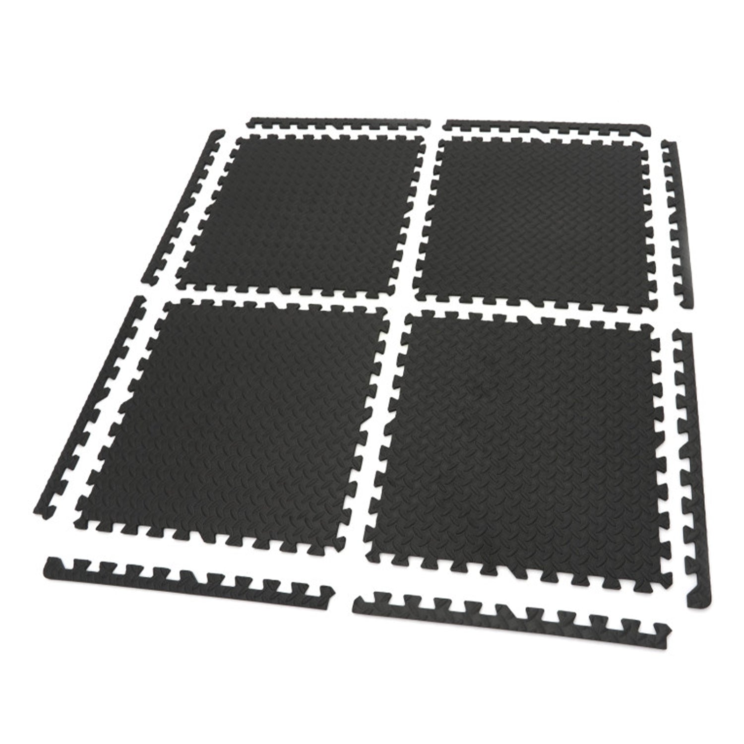 Set 4 placi protectie pardoseala din spuma eva tip puzzle antiderapant pentru podea negru 61x61cm HBM MACHINES
