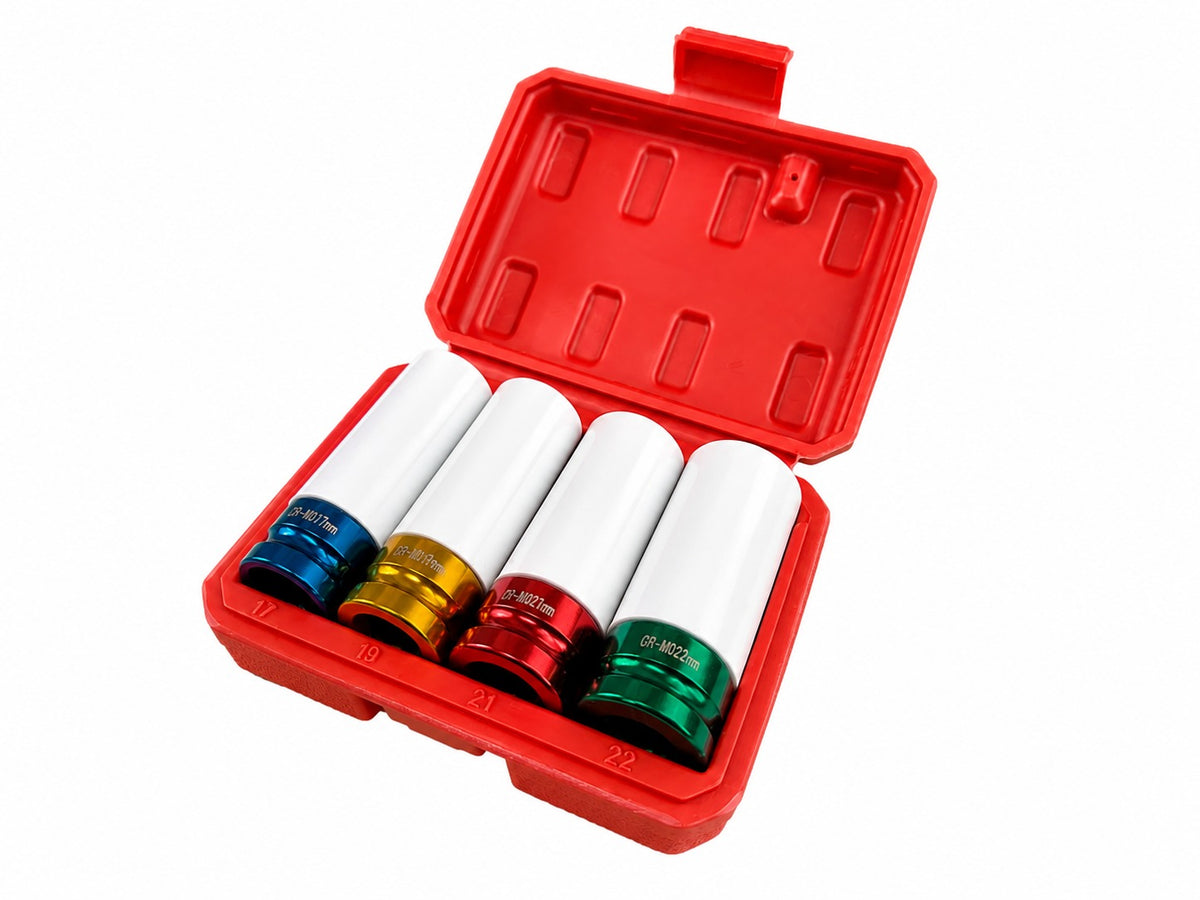 Set 4 tubulare cu protectie pentru jante aliaj 1/2 17-22mm GEBO TOOLS
