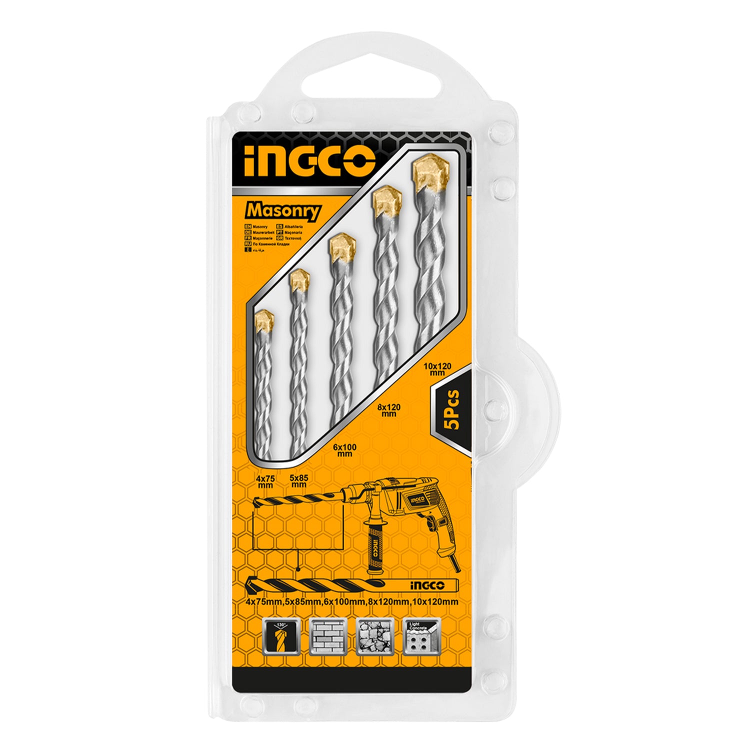 Set 5 burghie pentru beton INGCO