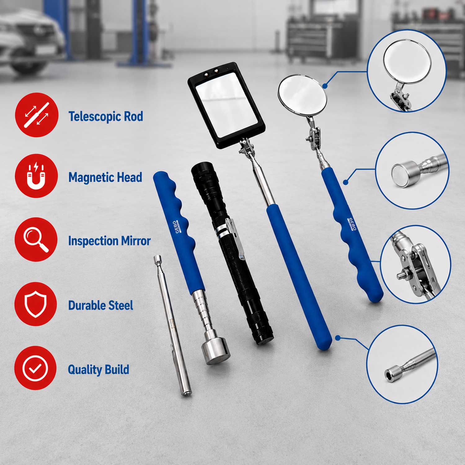 Set 5 elemente de inspectie si recuperare GEBO TOOLS