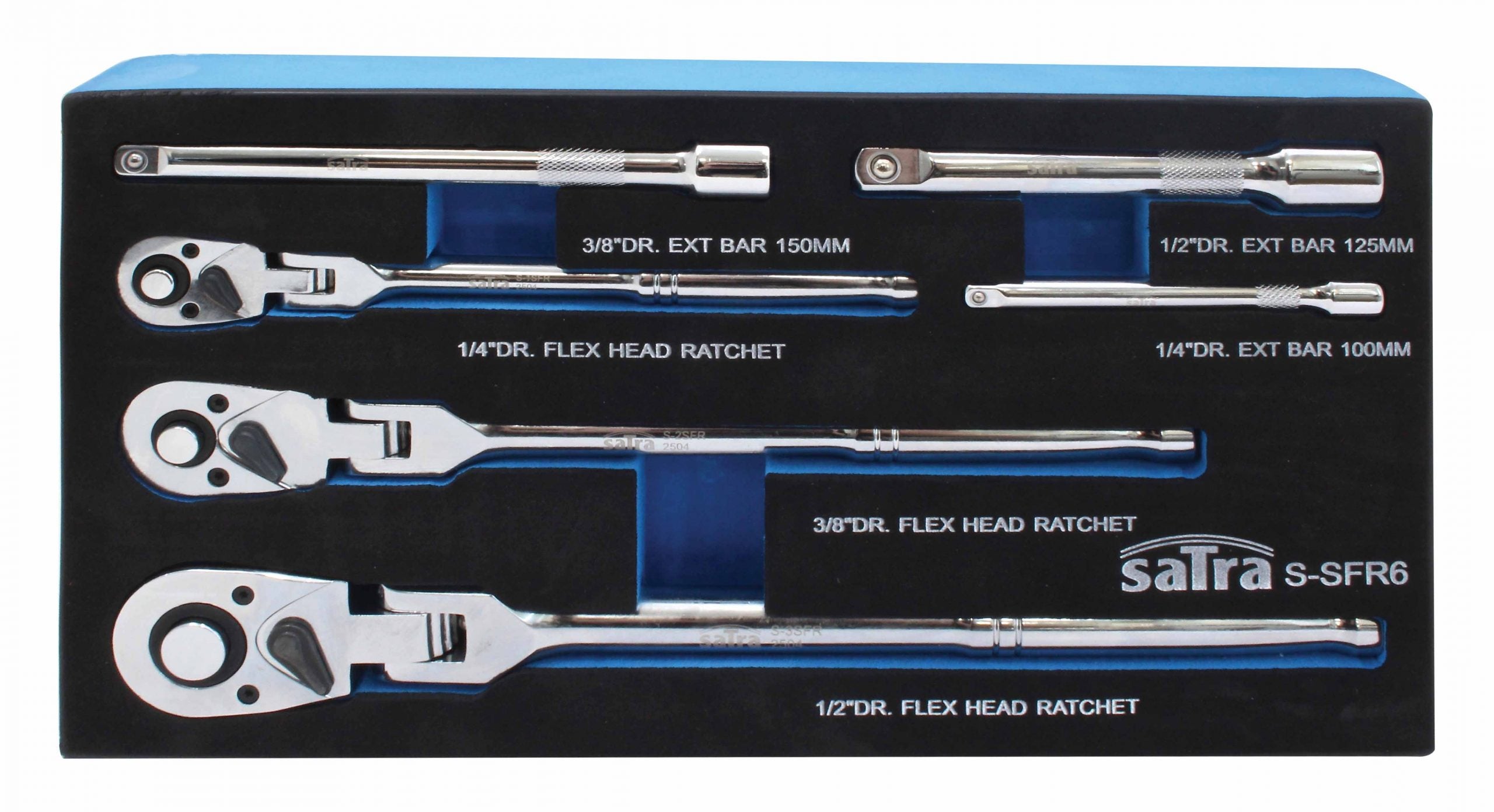 Set 6 piese, chei clichet 1/4" – 3/8" – 1/2" cu cap flexibil 180° si prelungitoare