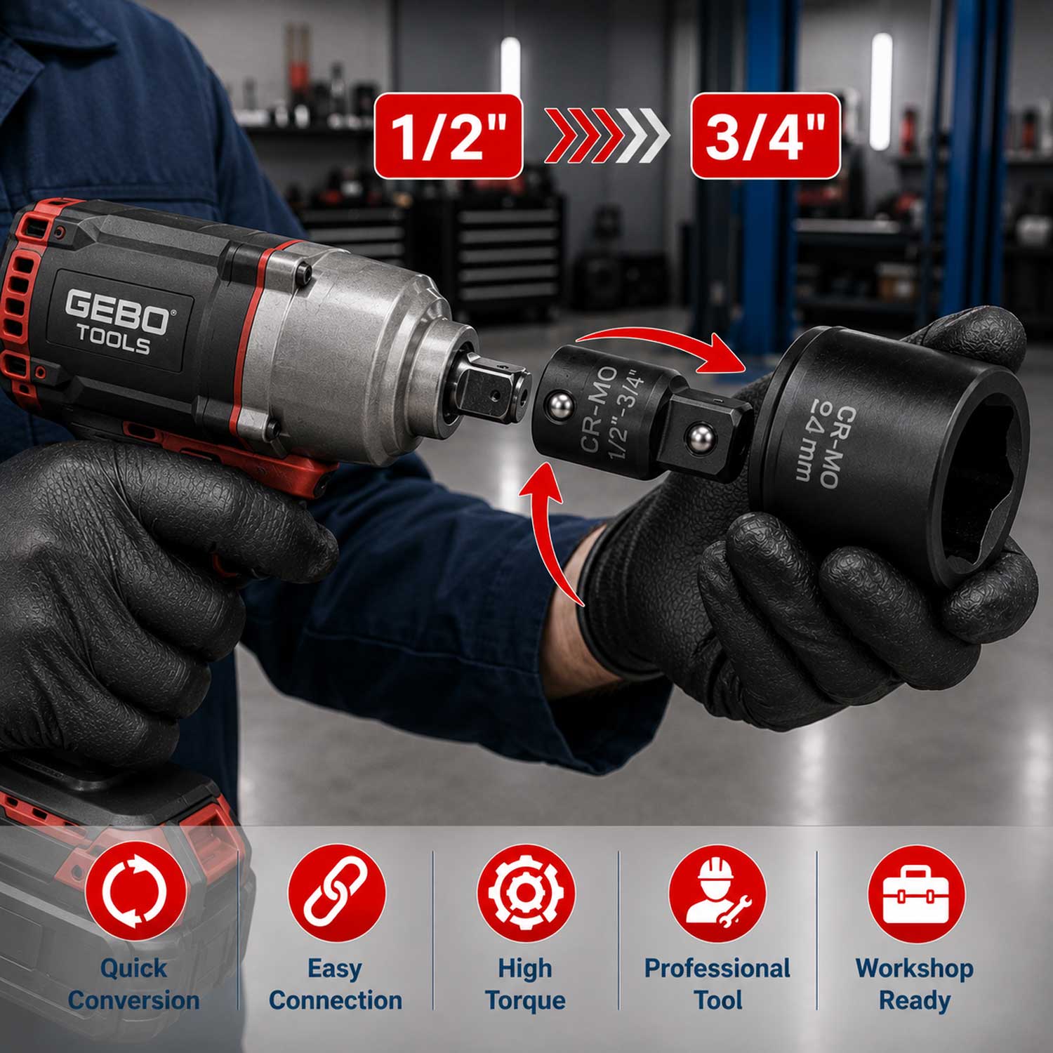 Set adaptoare de impact 8 piese GEBO TOOLS