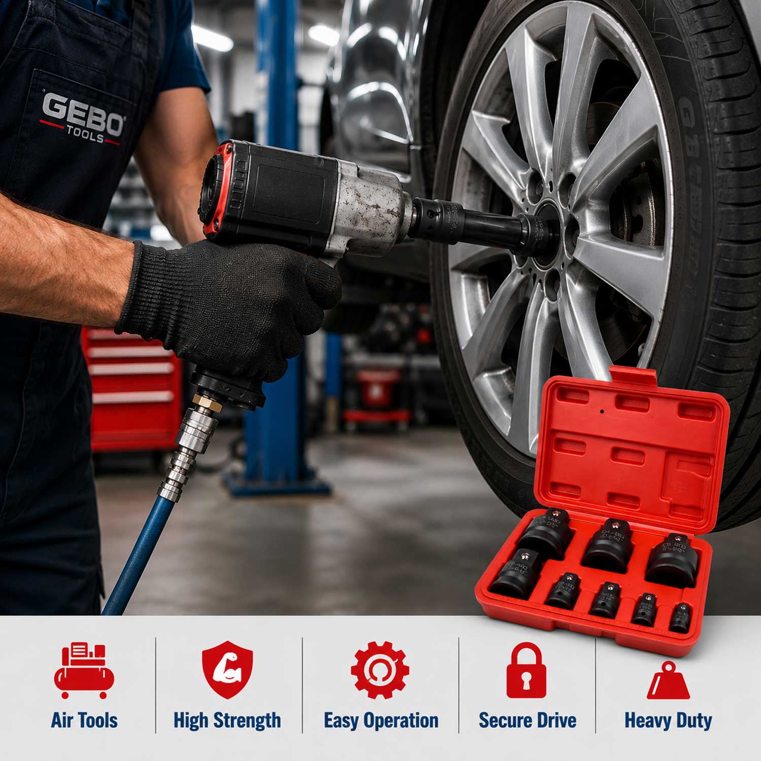Set adaptoare de impact 8 piese GEBO TOOLS