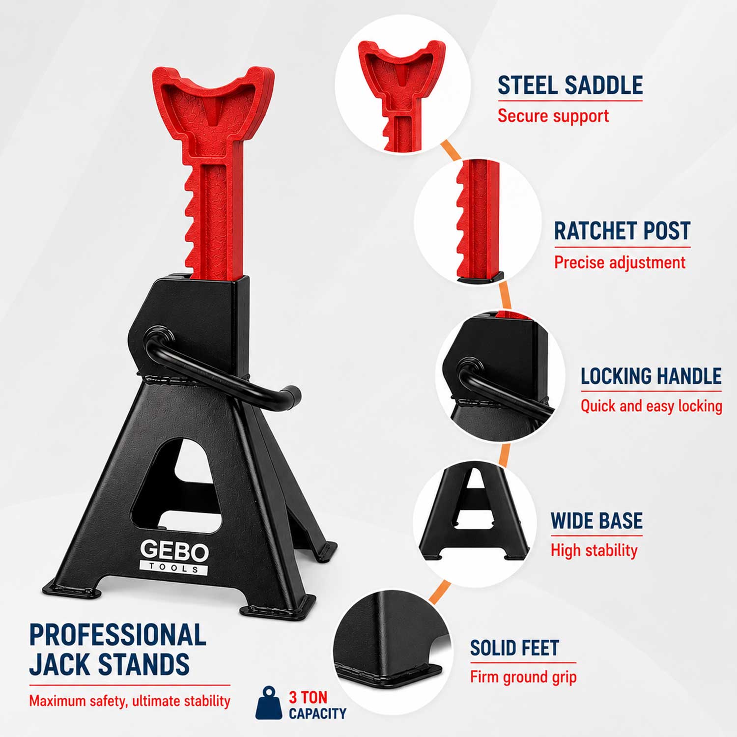 Set capre sustinere auto profesionale 3T suspendat suport auto GEBO TOOLS
