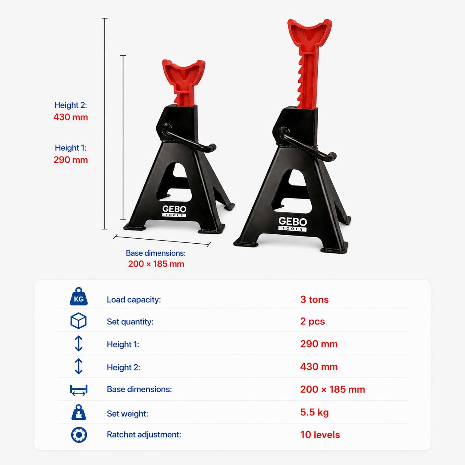 Set capre sustinere auto profesionale 3T suspendat suport auto GEBO TOOLS