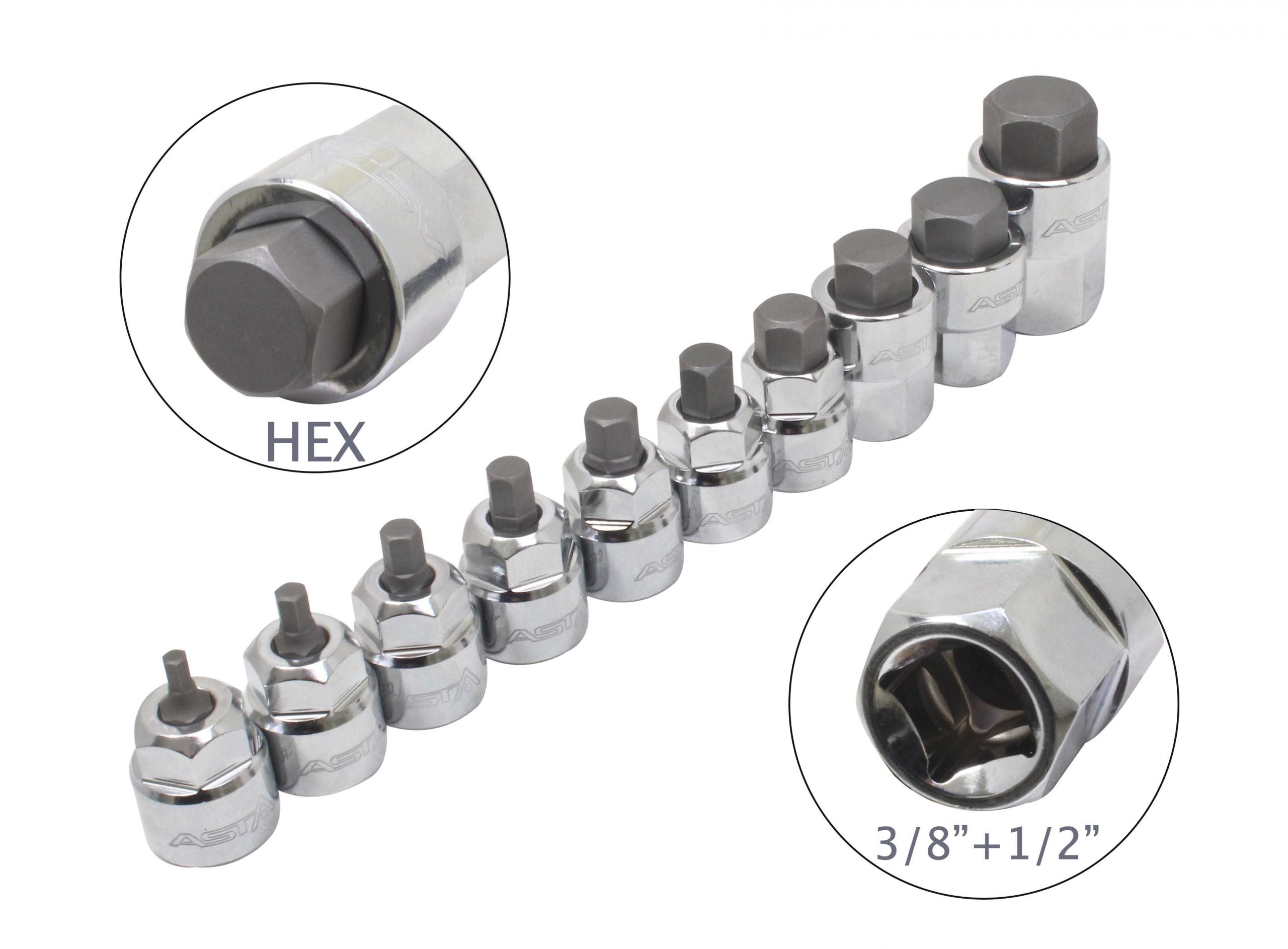 Set chei biti imbus hexagon h3-h14 3/8-1/2 10 piese