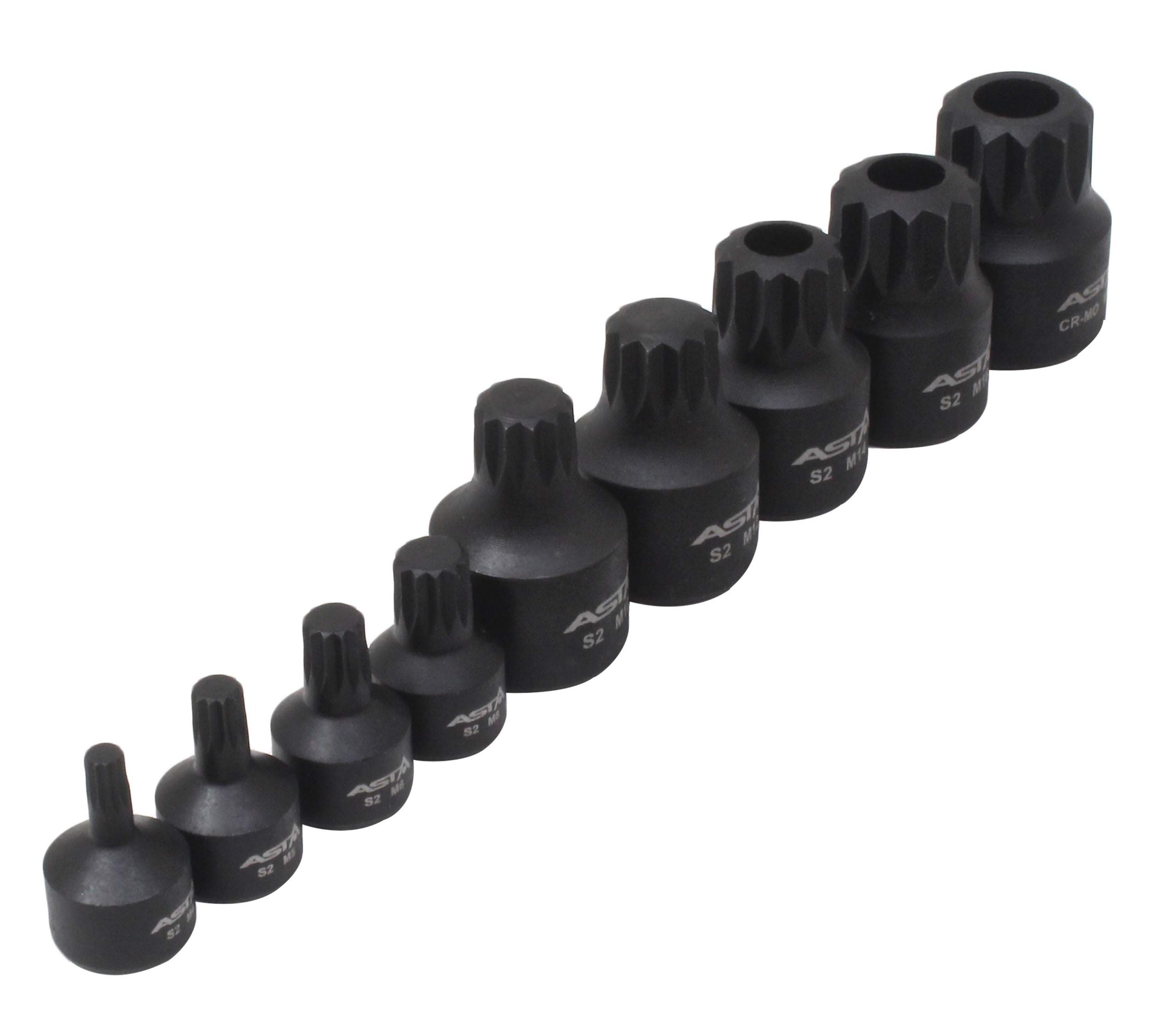 Set chei biti m4-m18 XZN de impact 1/4 - 3/8 9 piese