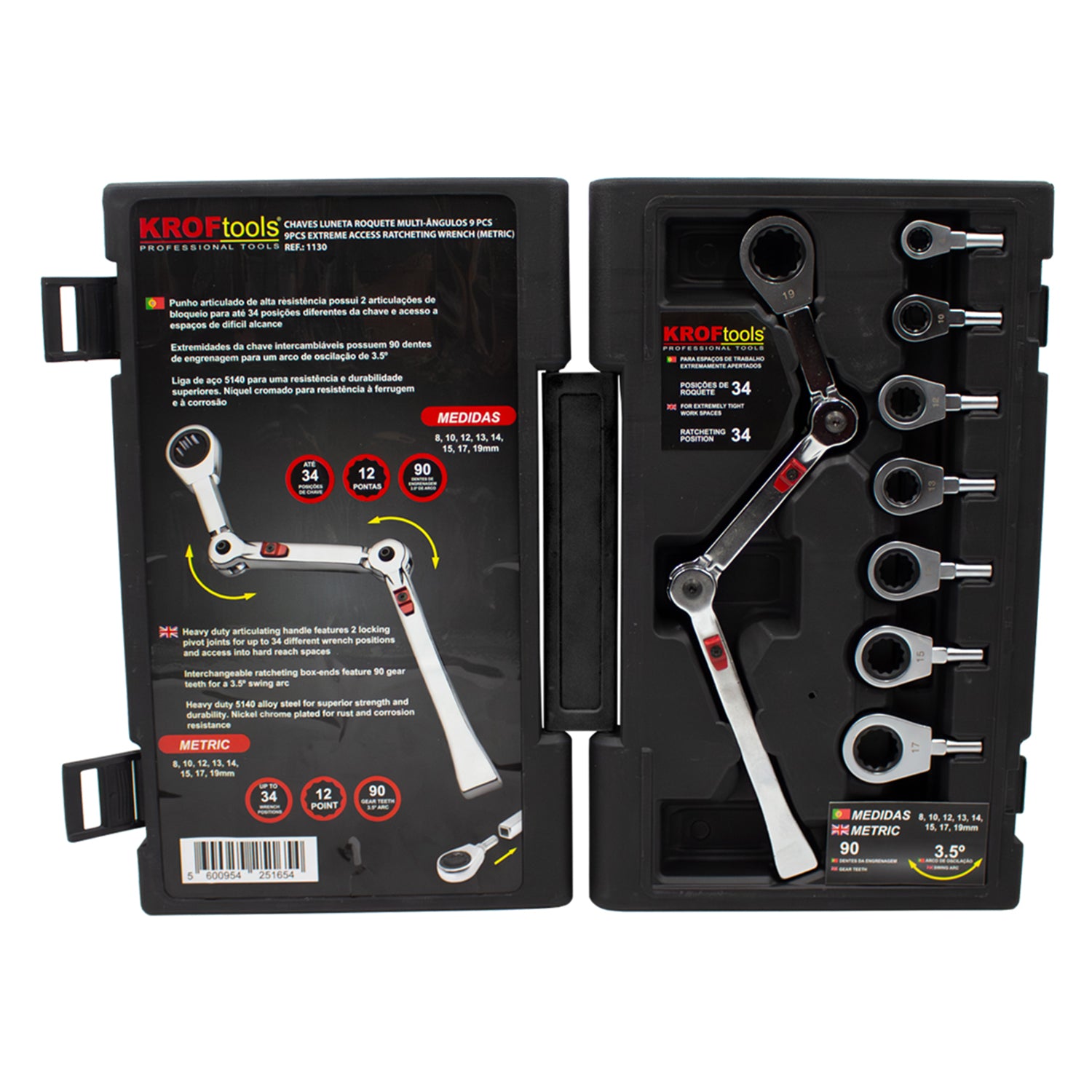 Set chei inelare cu clichet articulat cu cap interschimbabil 9 piese exo-fit