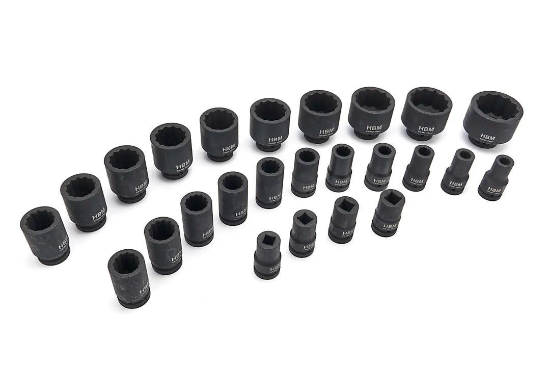 Set chei tubulare de impact bi-hexagonale stelate 12 laturi 1" 17-75mm HBM
