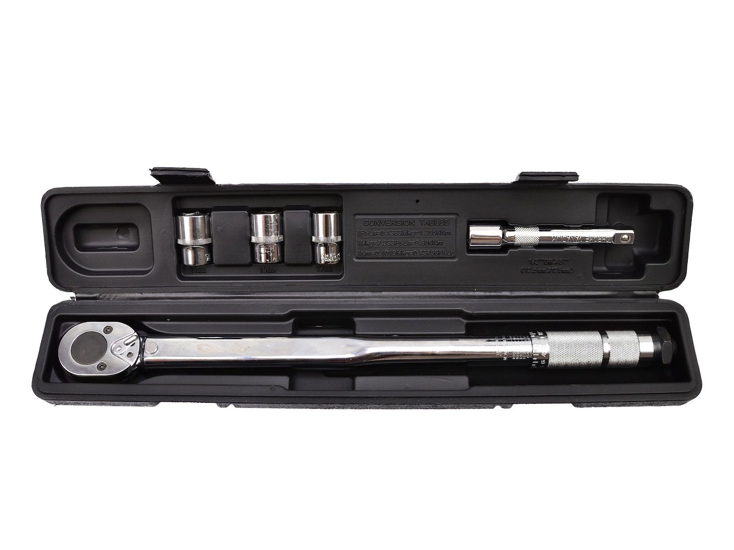 Set cheie dinamometrica 1/2" 28-210NM cu tubulare si prelungitor GEKO