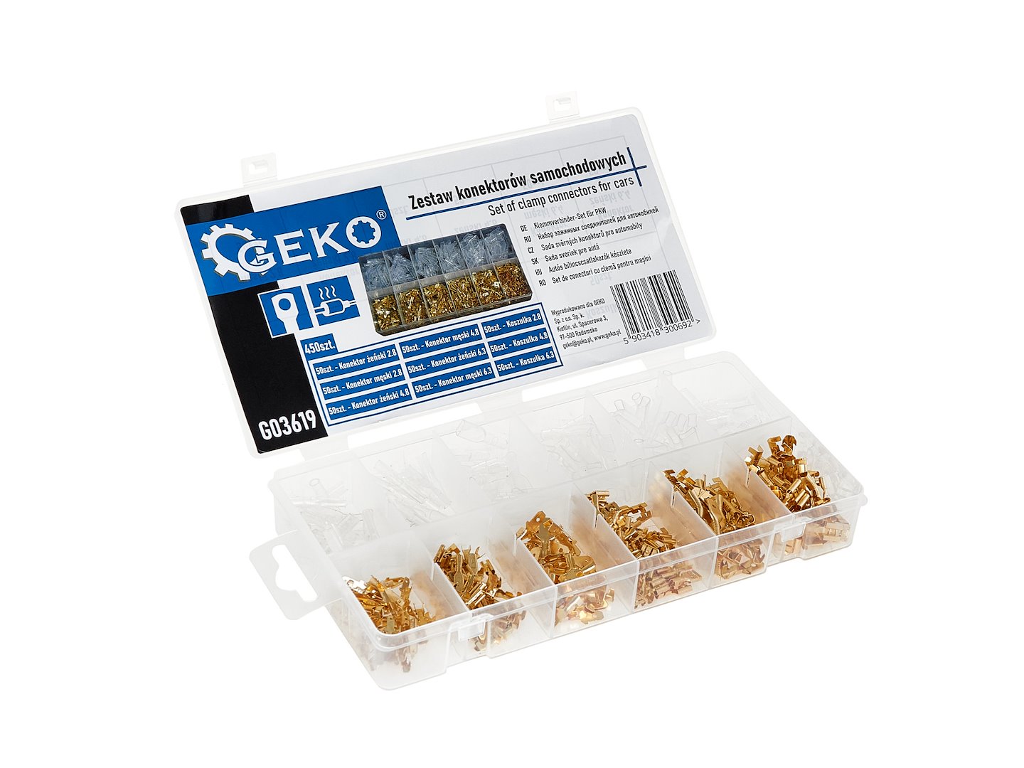 Set conectori auto 450 piese 2.8-6.3 mm GEKO