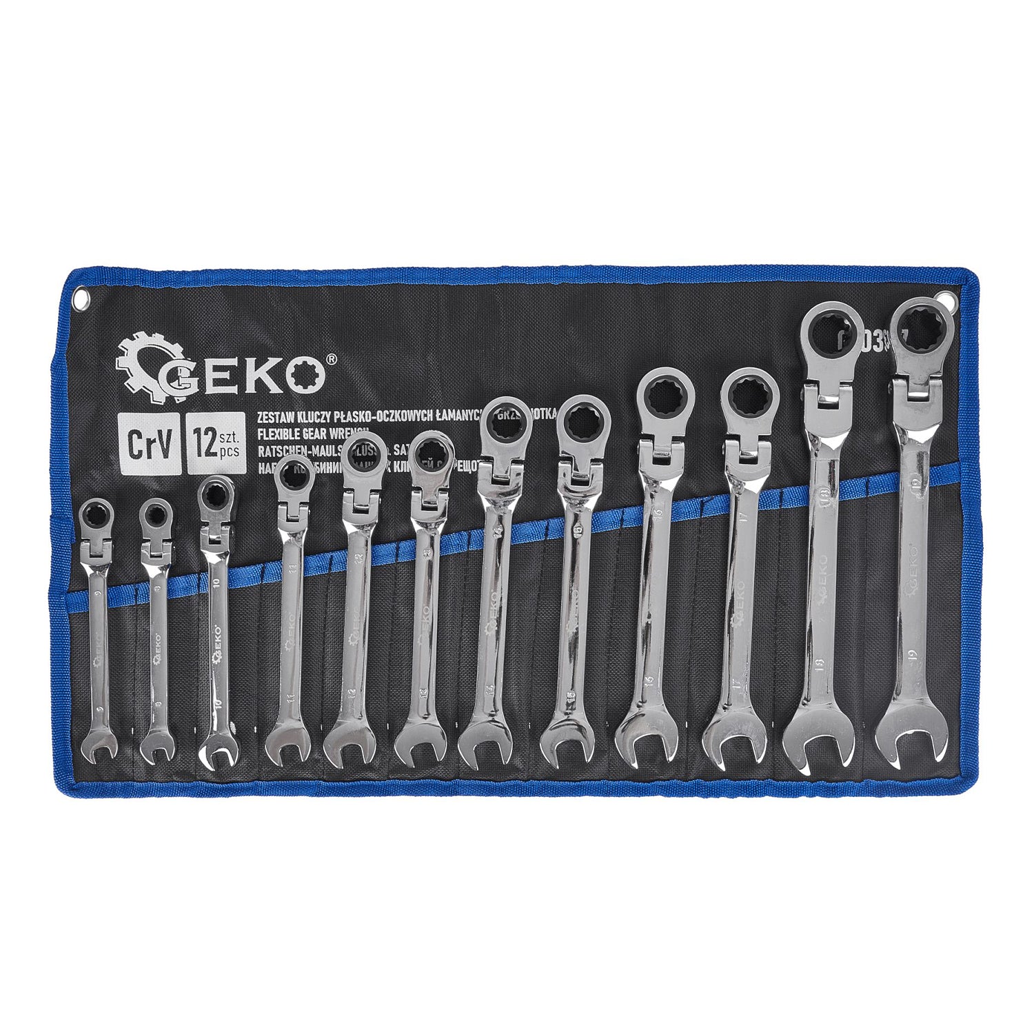 Set de 12 chei combinate cu clichet articulate 8-19mm