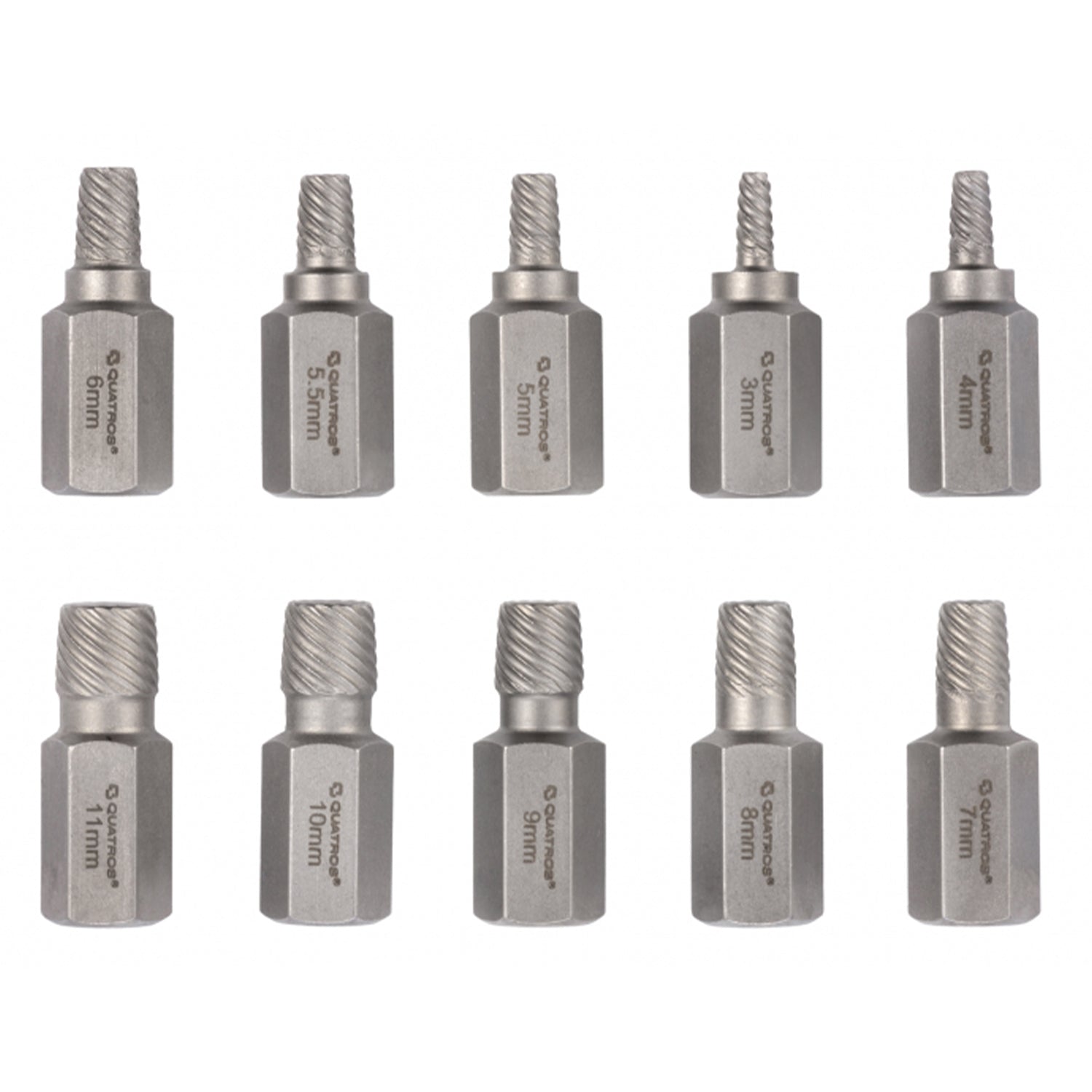 Set extractoare suruburi rupte uzate 10 piese QUATROS