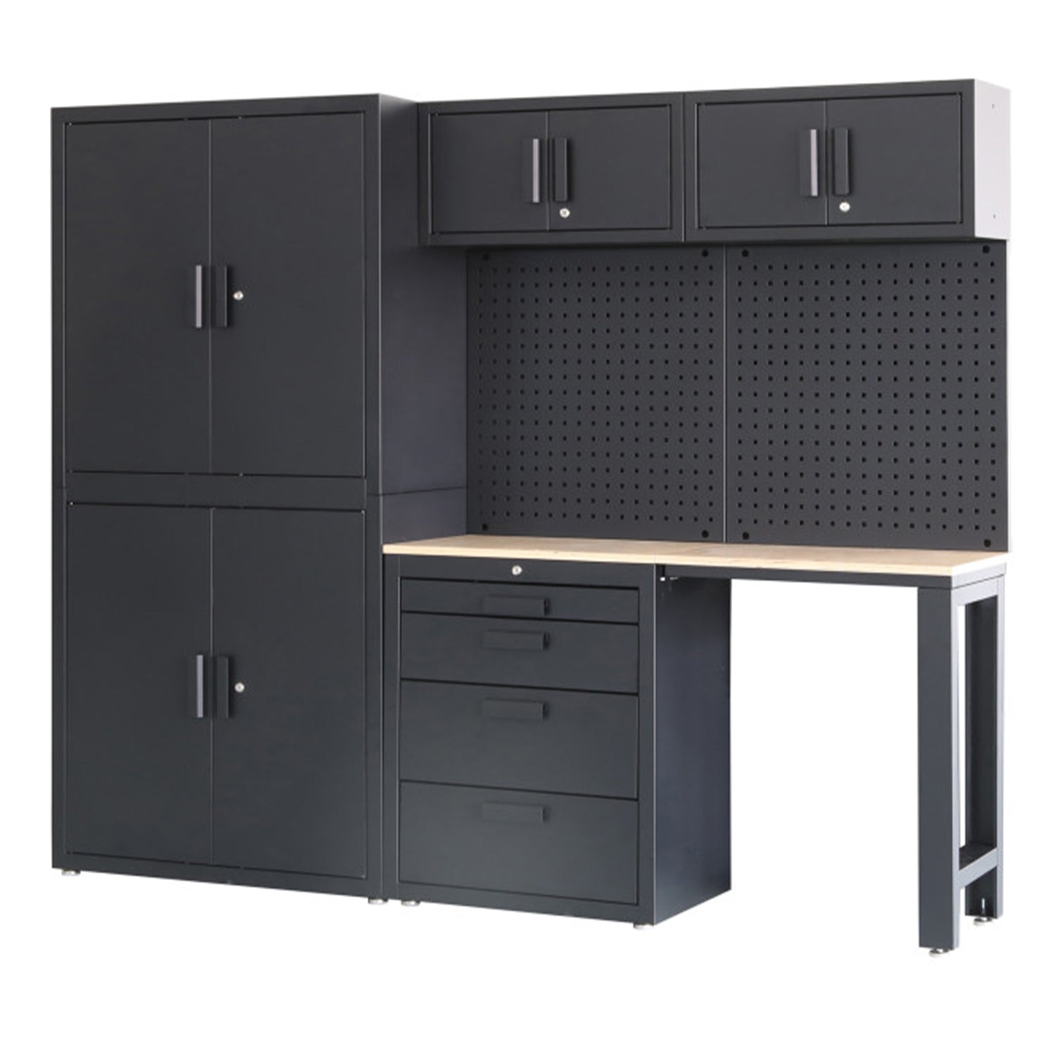 Set mobilier modular metalic premium pentru atelier 8 piese negru mat