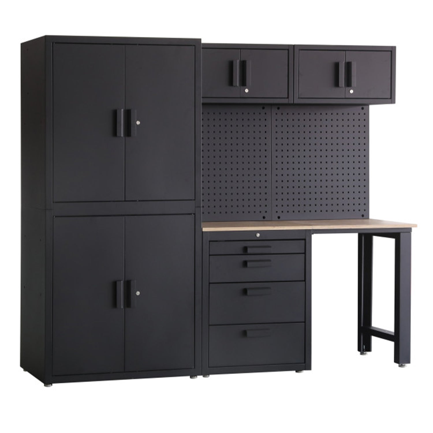 Set mobilier modular metalic premium pentru atelier 8 piese negru mat