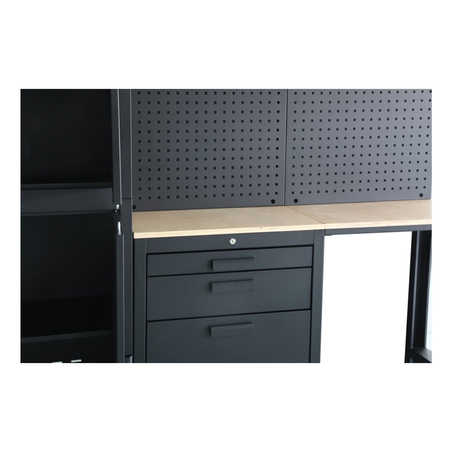 Set mobilier modular metalic premium pentru atelier 8 piese negru mat