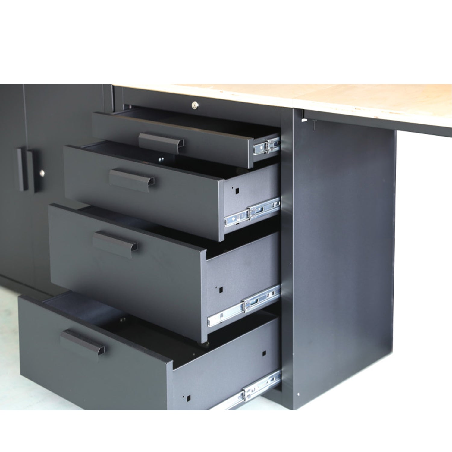 Set mobilier modular metalic premium pentru atelier 8 piese negru mat