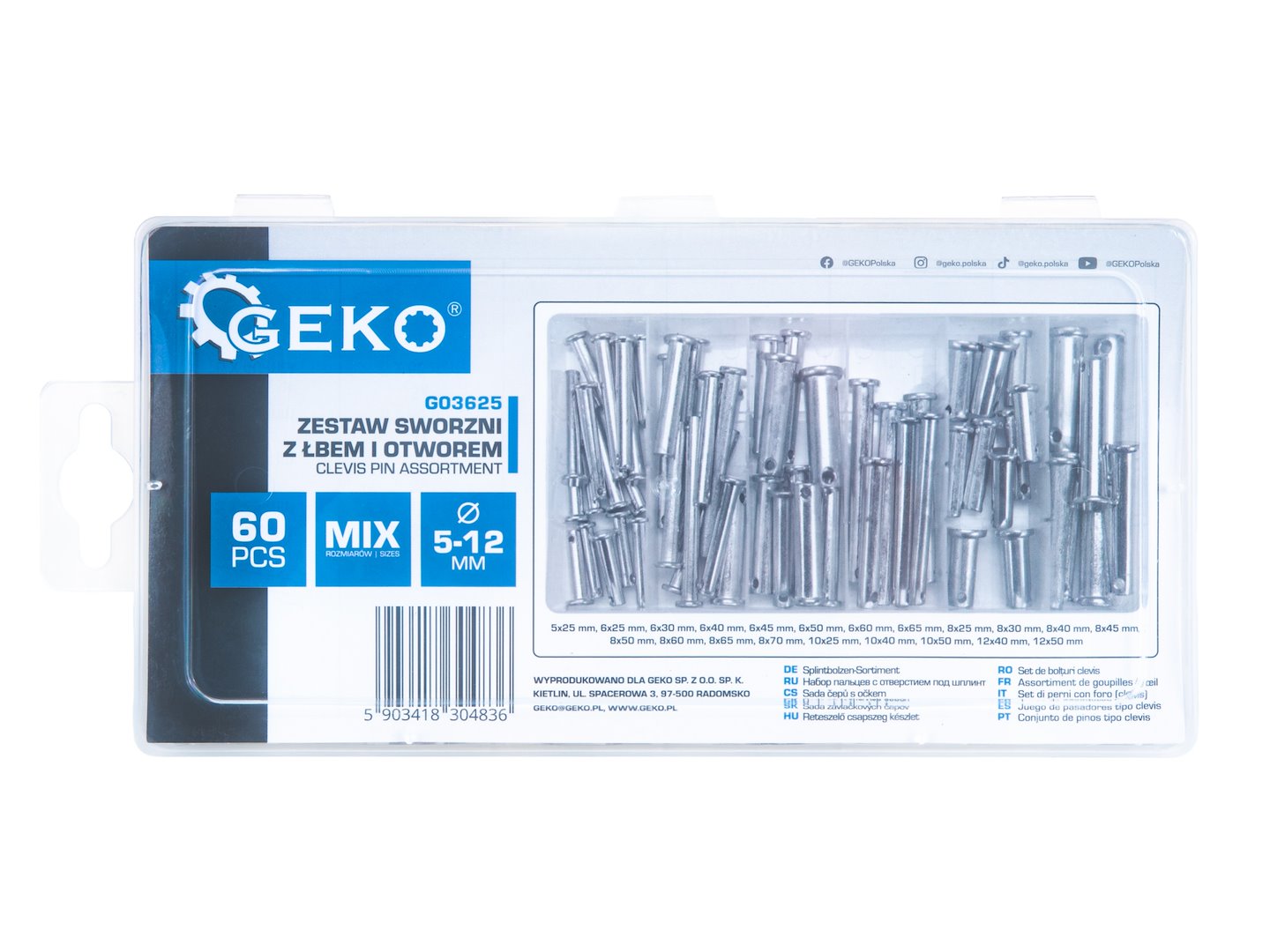 Set stifturi clevis 60buc GEKO