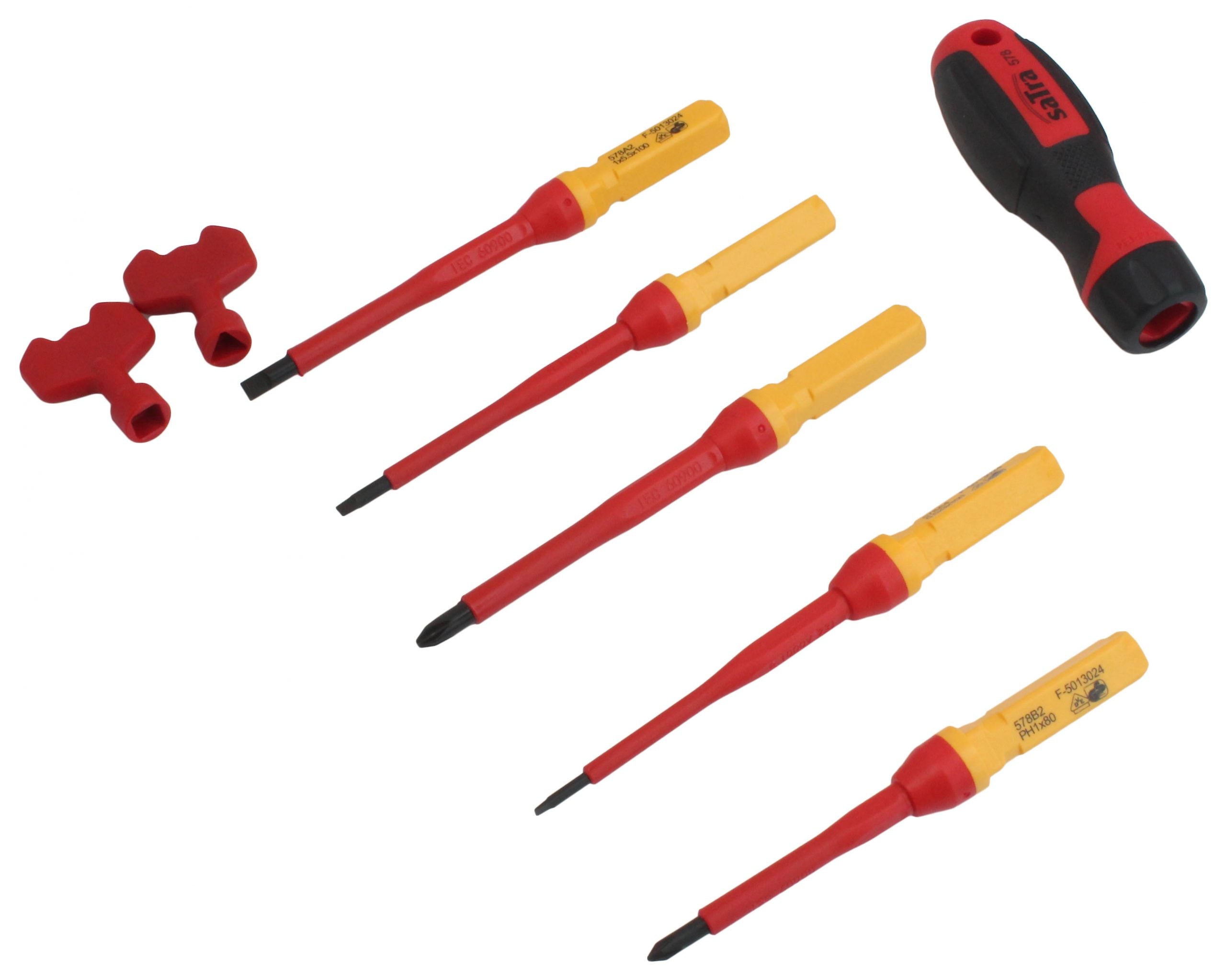 Set surubelnite electricieni VDE cu capete interschimbabile 8 piese