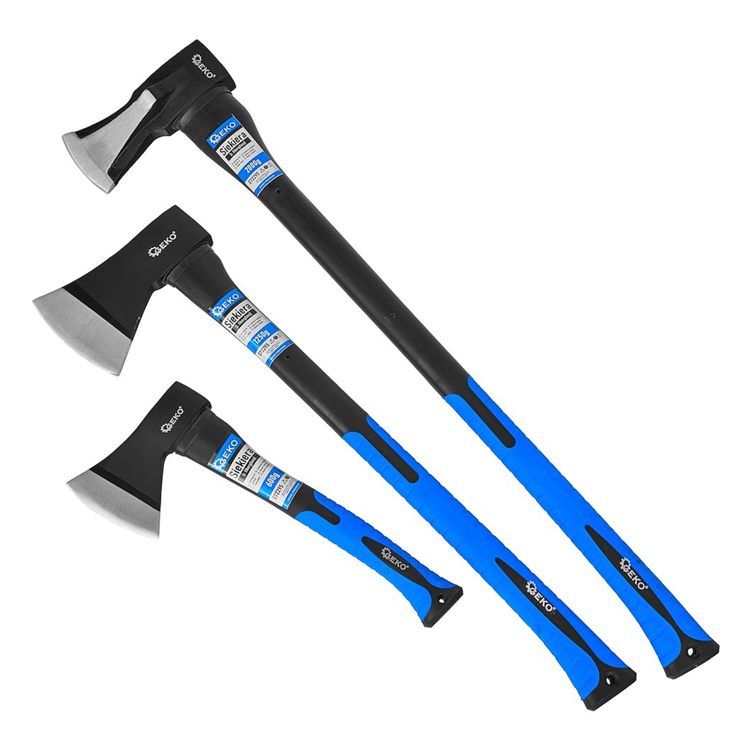 Set topoare pentru despicat 3 piese 600g, 1250g, 2000g GEKO