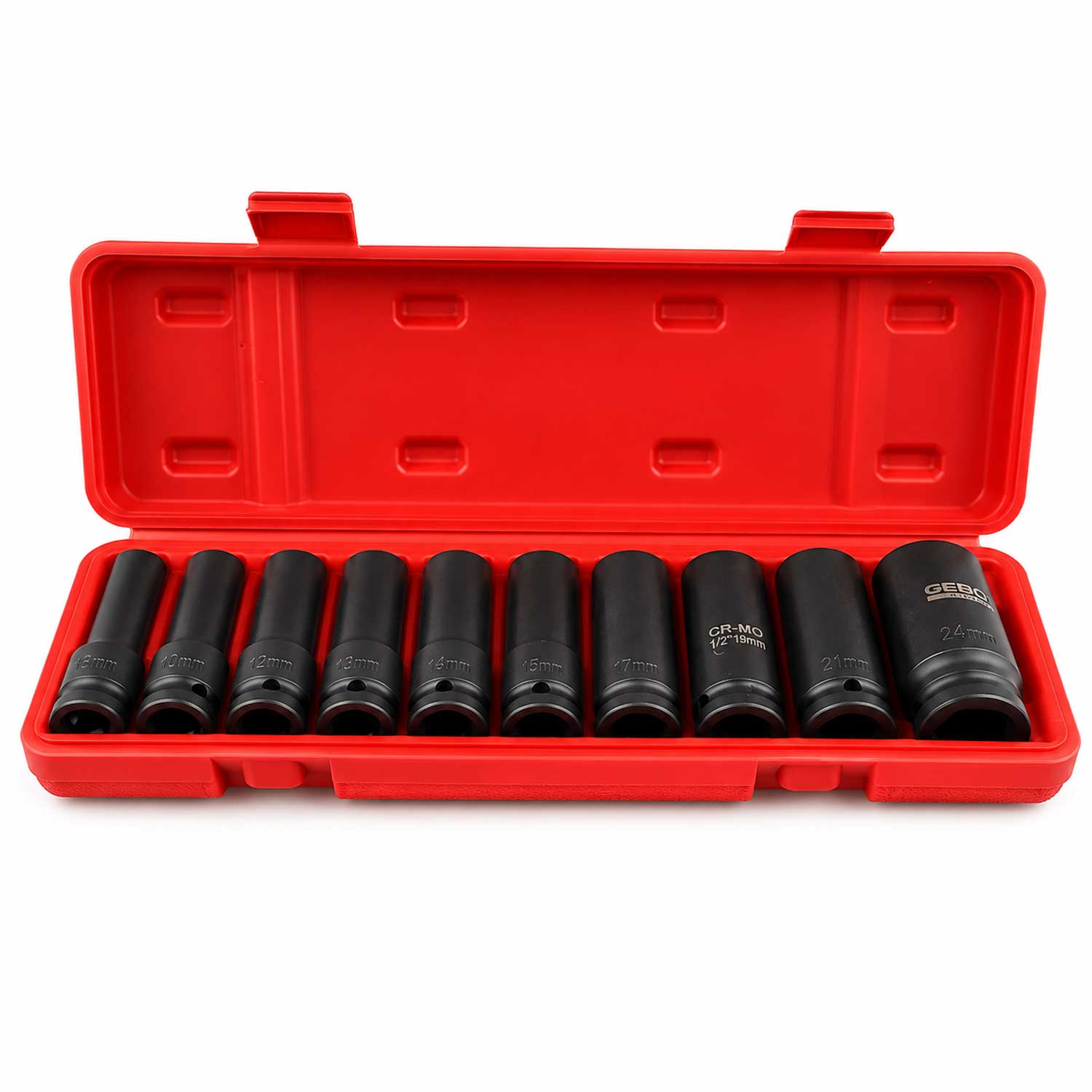 Set tubulare de impact hexagonale 1/2" 8-24 mm 10 piese Gebo Tools