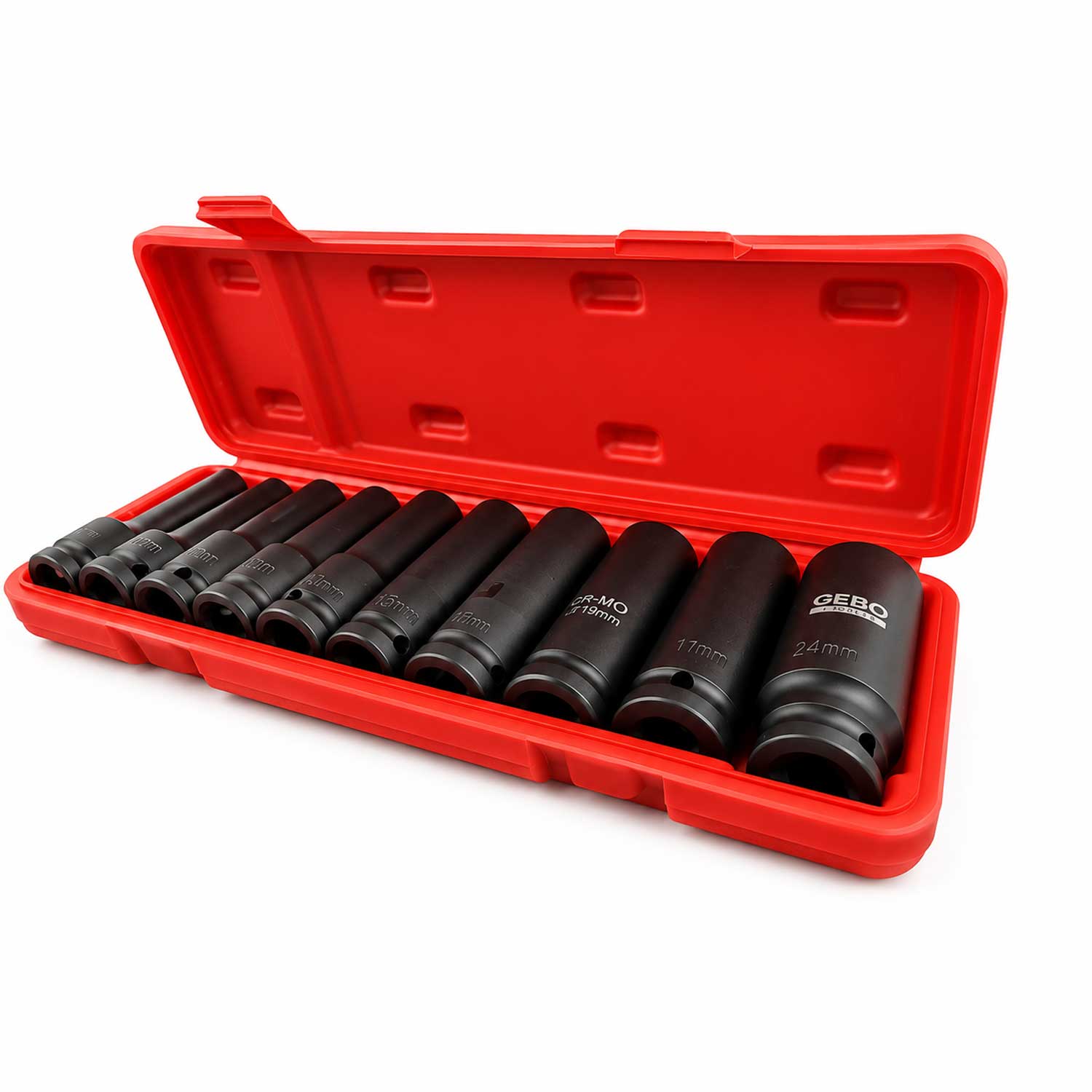 Set tubulare de impact hexagonale 1/2" 8-24 mm 10 piese Gebo Tools