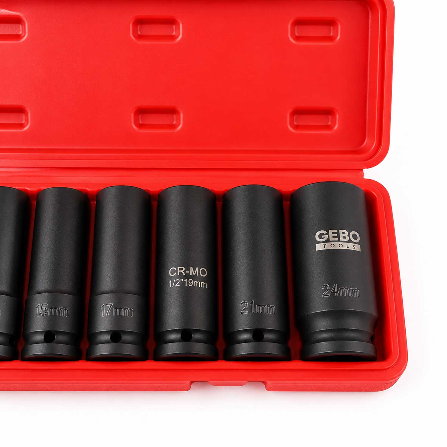 Set tubulare de impact hexagonale 1/2" 8-24 mm 10 piese Gebo Tools