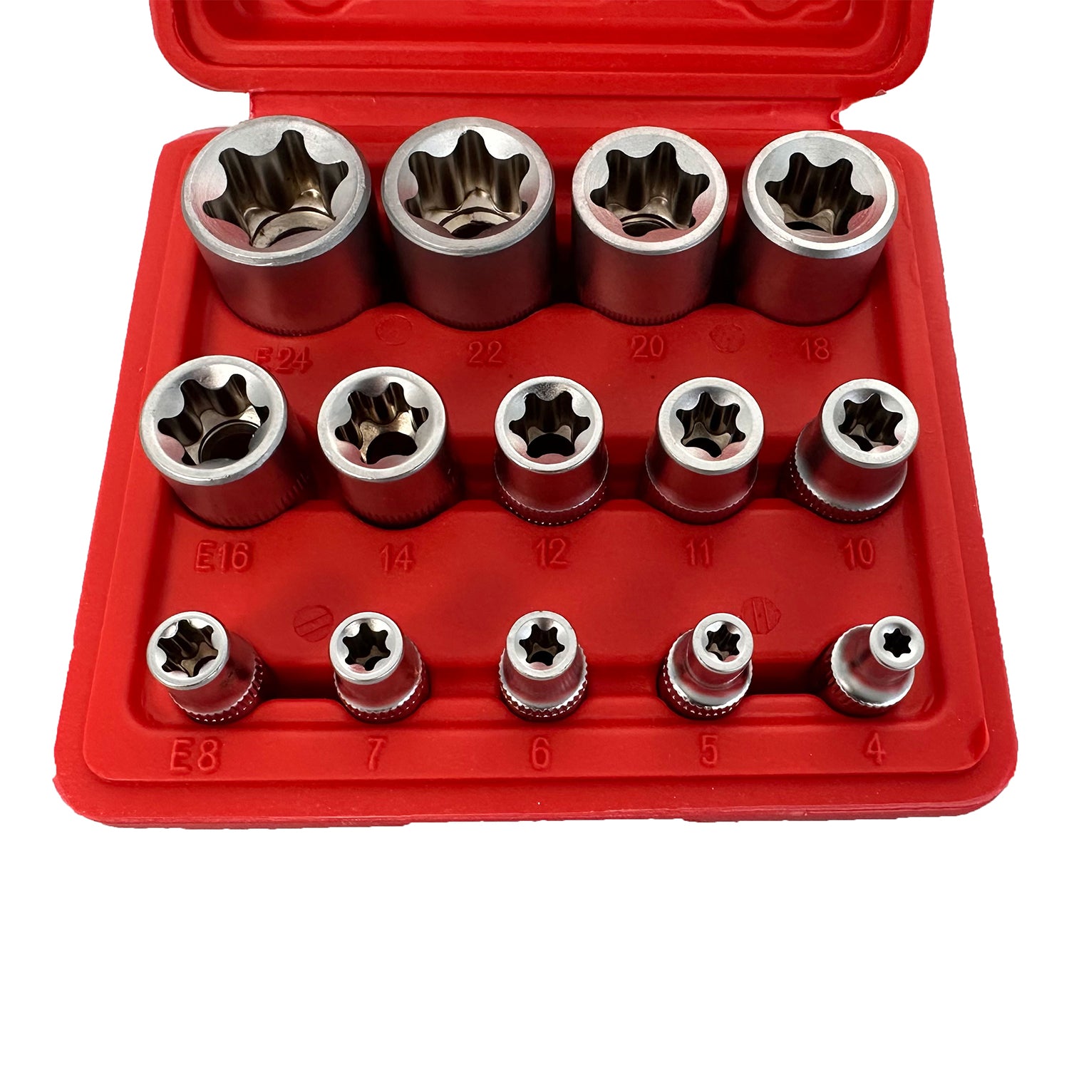 Set tubulare profil e e4-e24 1/4 3/8 1/2 14 piese GEBO TOOLS
